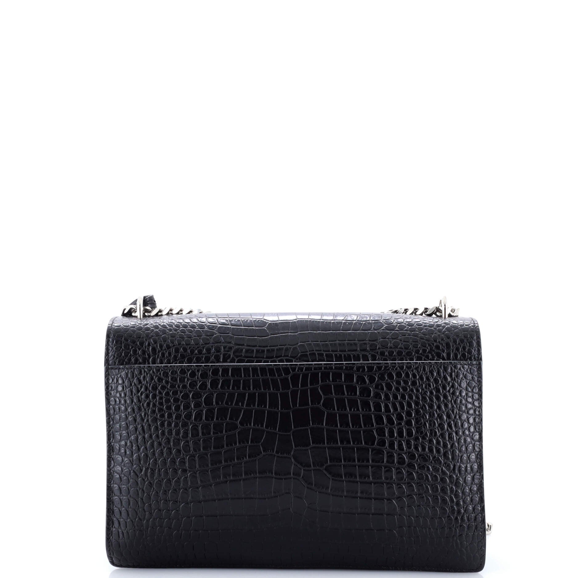 Sunset Crossbody Bag Crocodile Embossed Leather Large