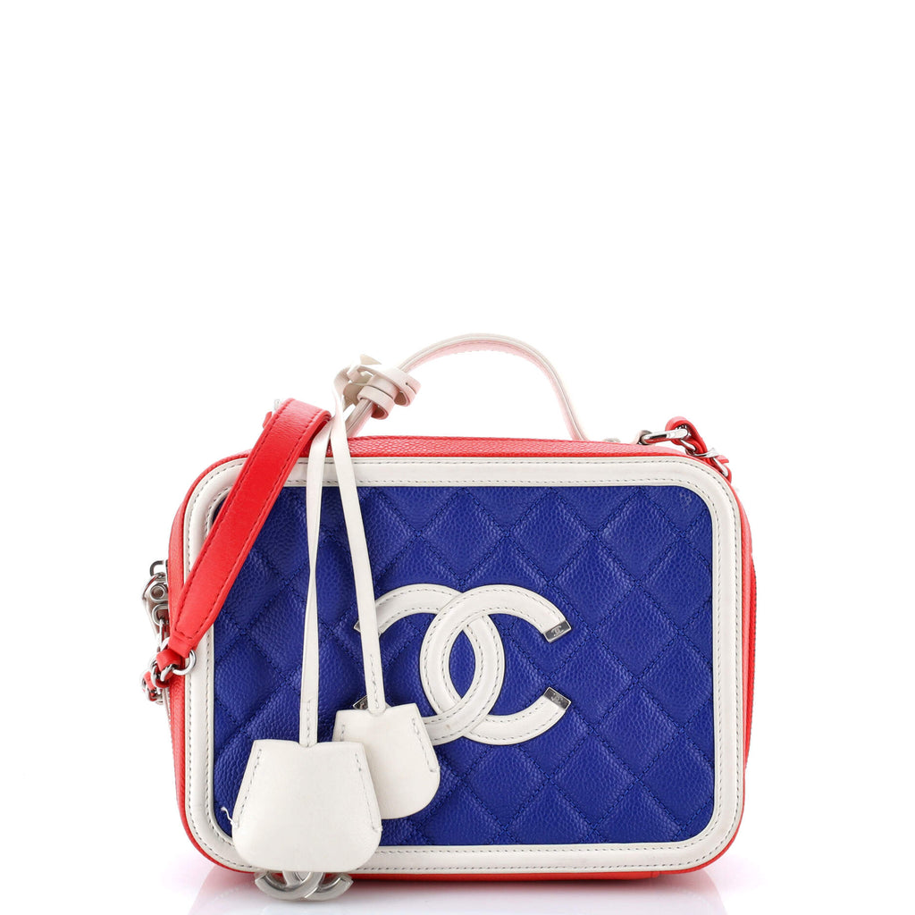Filigree Vanity Case Quilted Caviar Medium