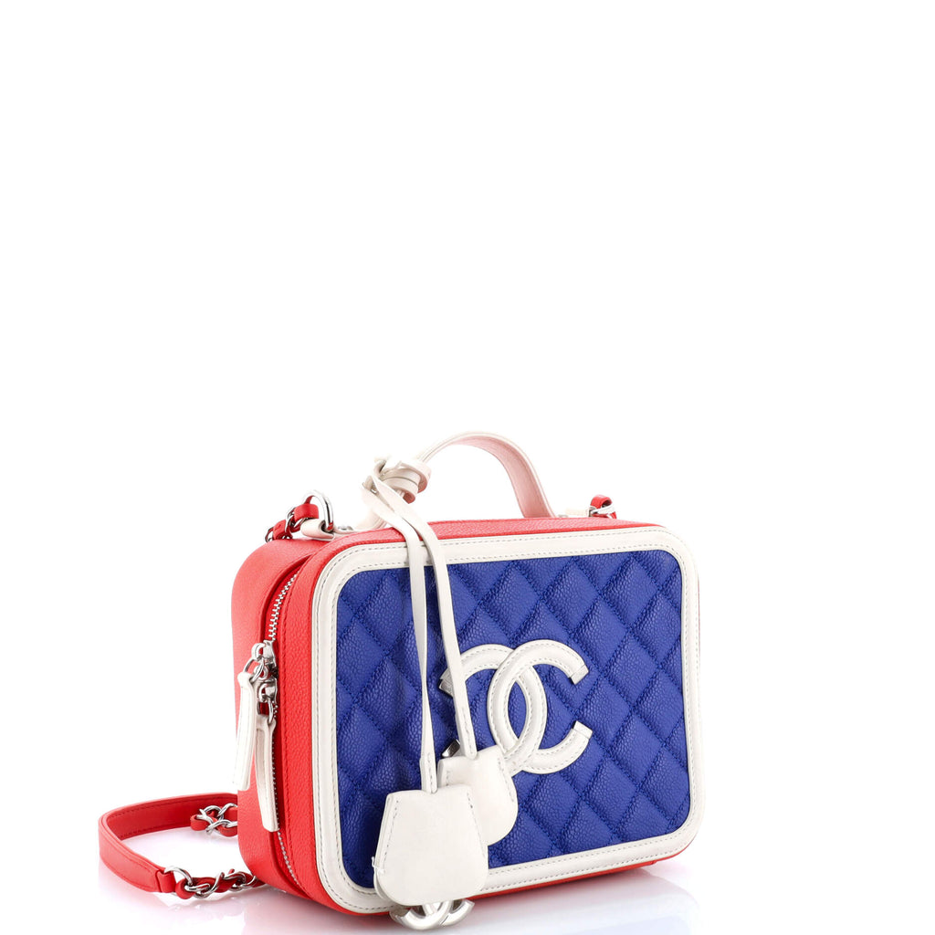 Filigree Vanity Case Quilted Caviar Medium