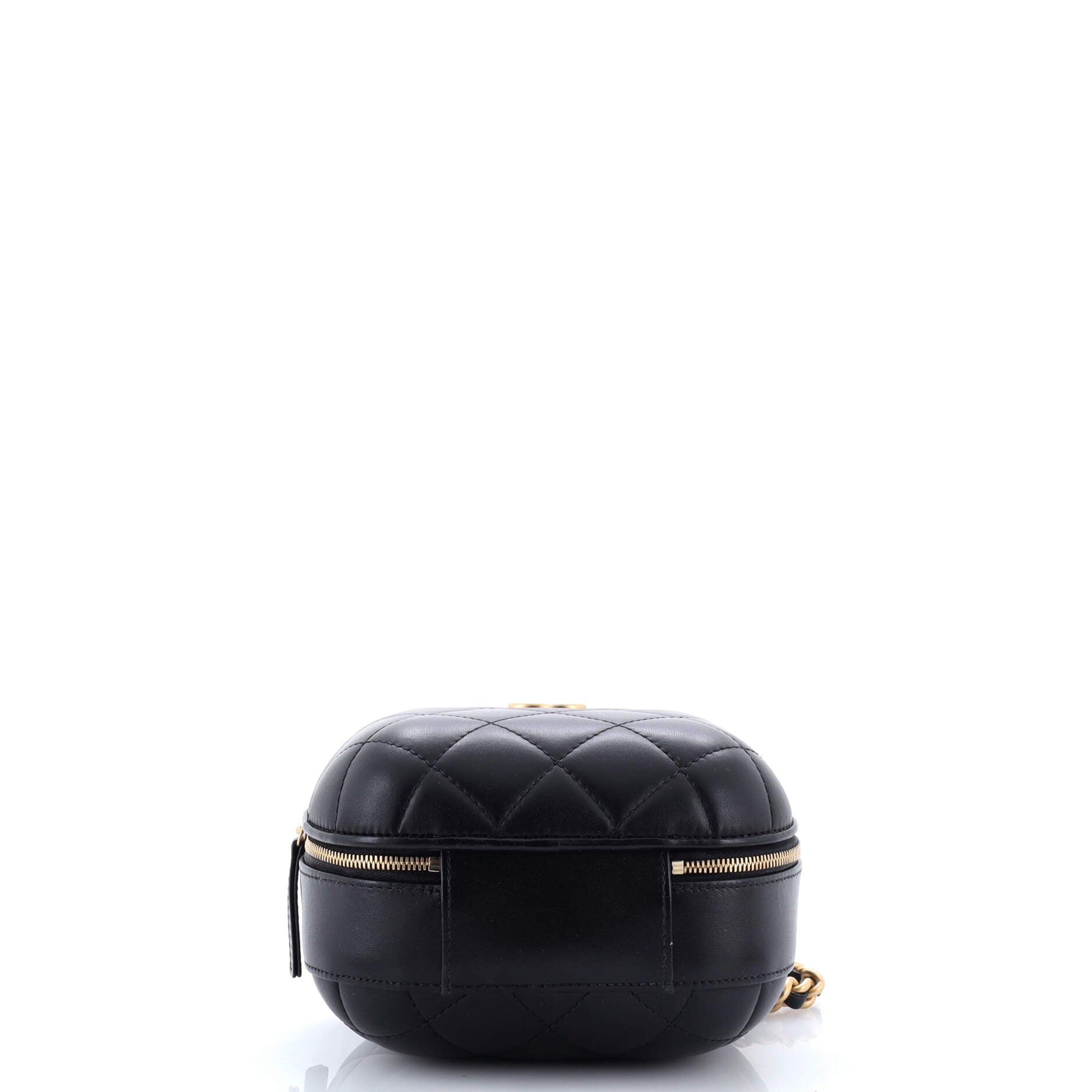 CC Bubble Top Handle Vanity Case with Chain Quilted Lambskin Small