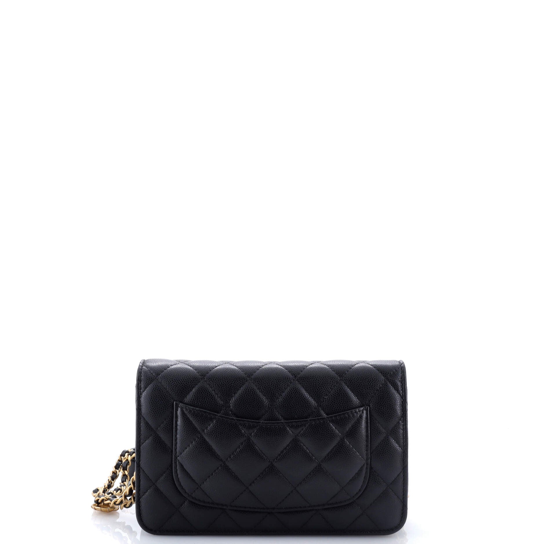 Twist Your Buttons Wallet on Chain Quilted Caviar