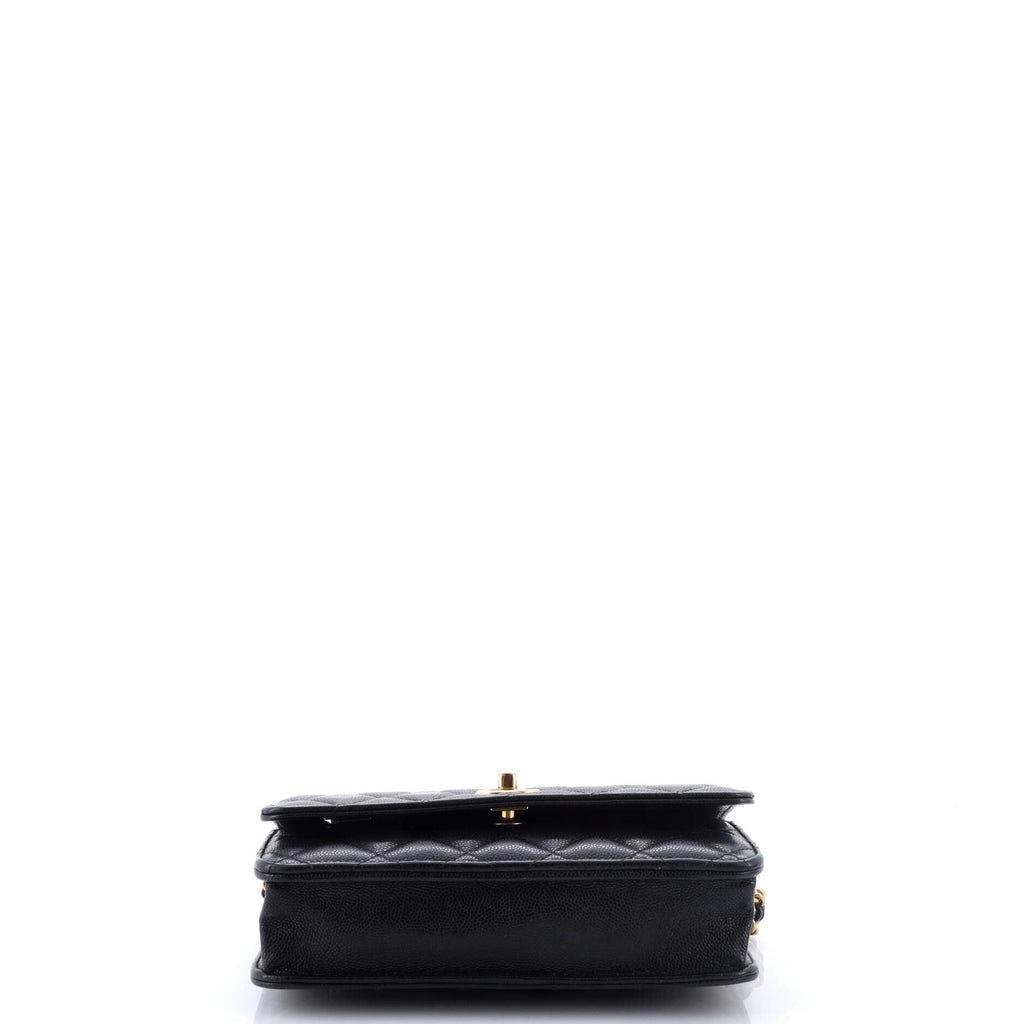 Twist Your Buttons Wallet on Chain Quilted Caviar