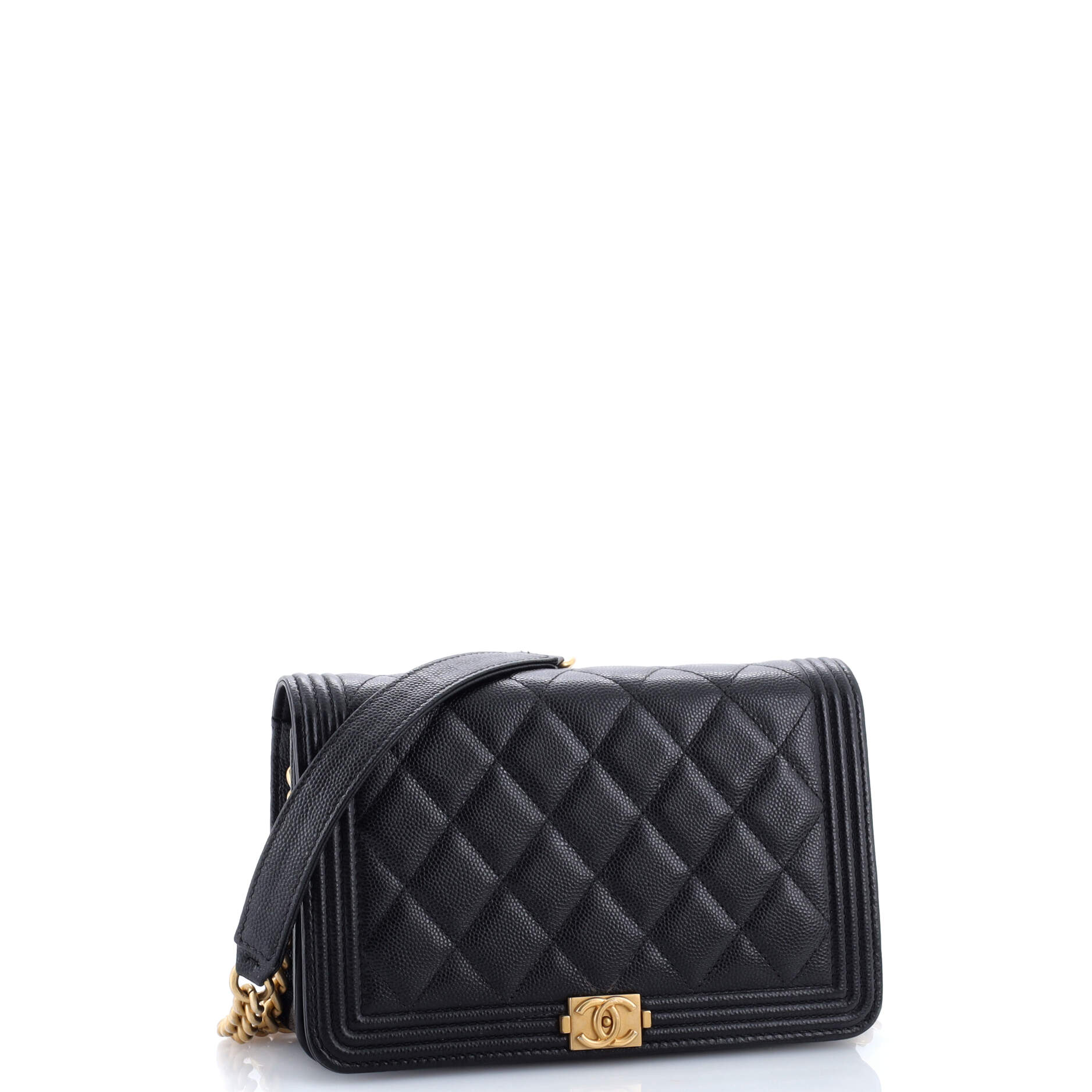 Boy Wallet on Chain Quilted Caviar