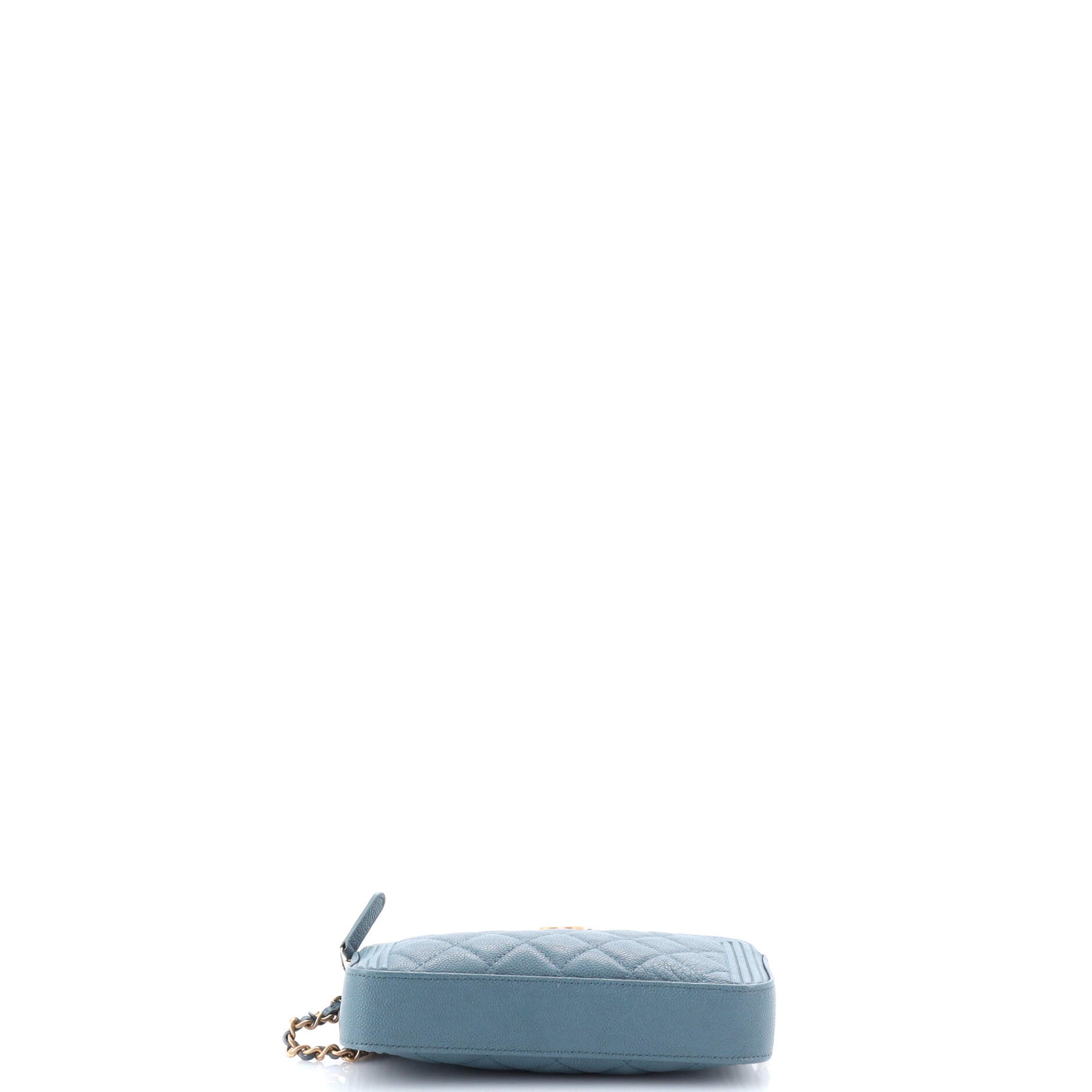 Boy Double Zip Clutch with Chain Quilted Caviar
