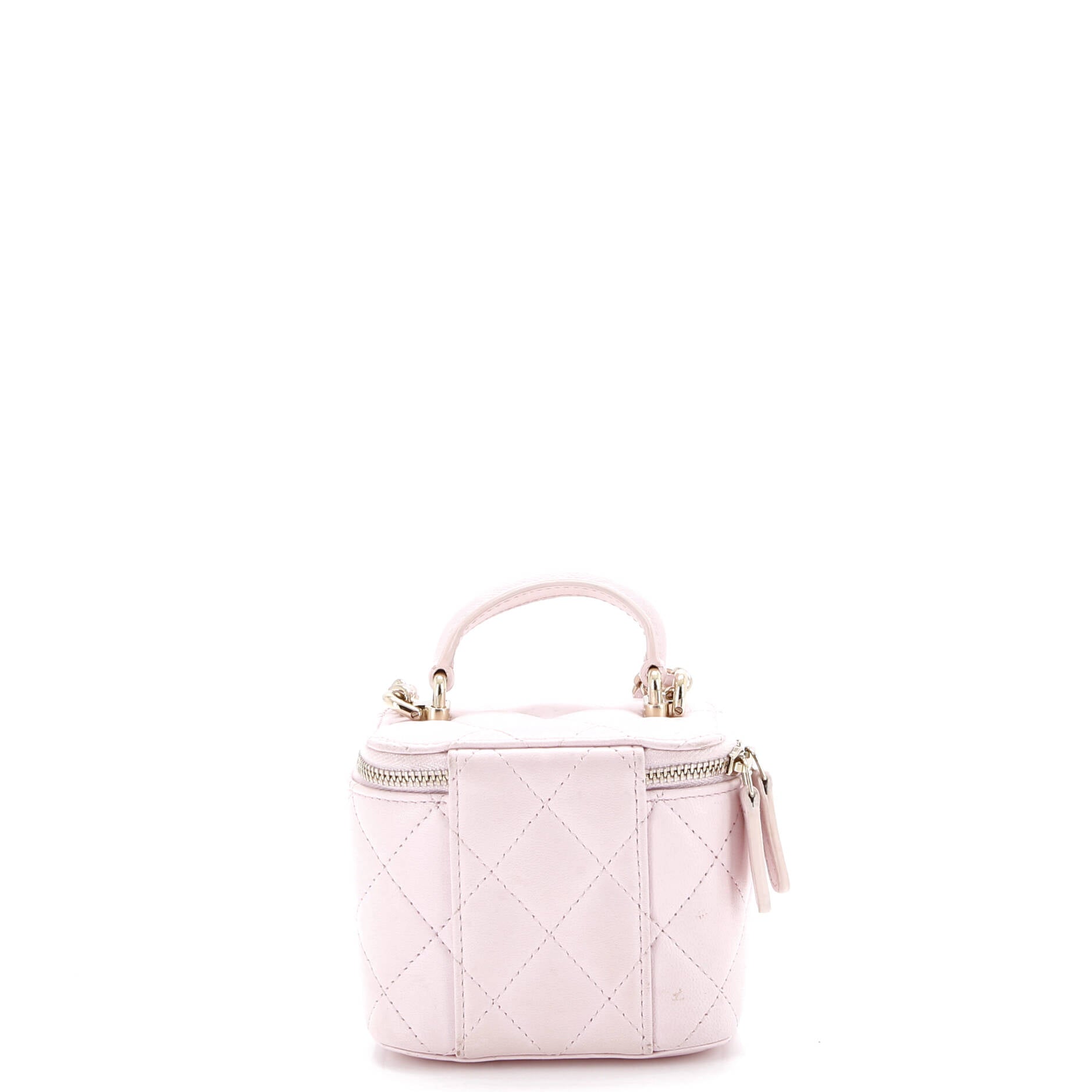 Trendy CC Top Handle Vanity Case Quilted Lambskin Small