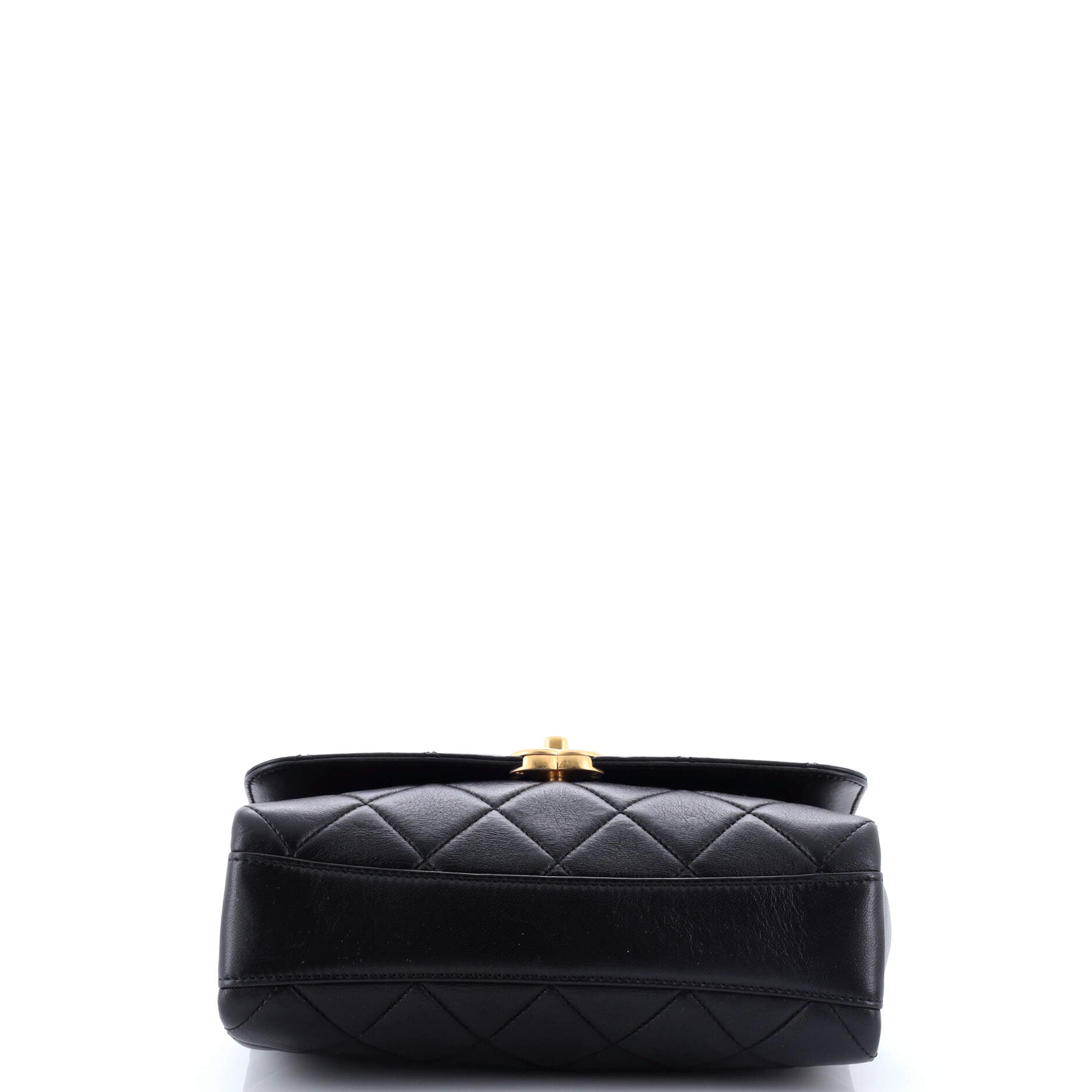 Crystal Logo Letters Chain Handle Flap Bag Quilted Lambskin Medium