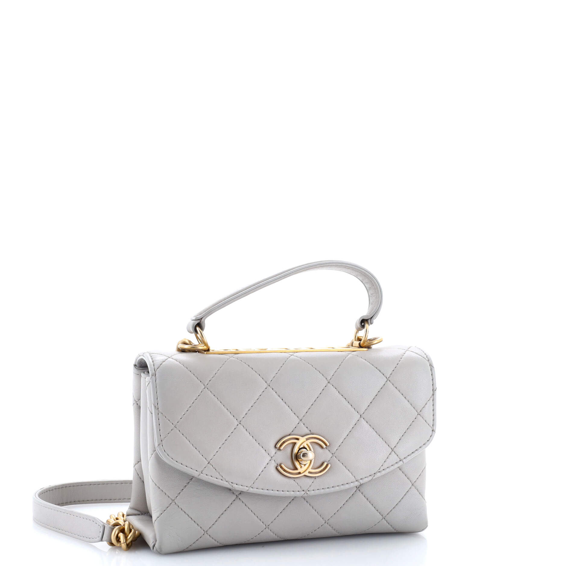 Trendy Spirit Top Handle Bag Quilted Lambskin Small