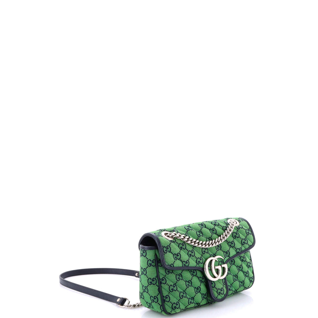 GG Marmont Flap Bag Diagonal Quilted GG Canvas with Leather Small