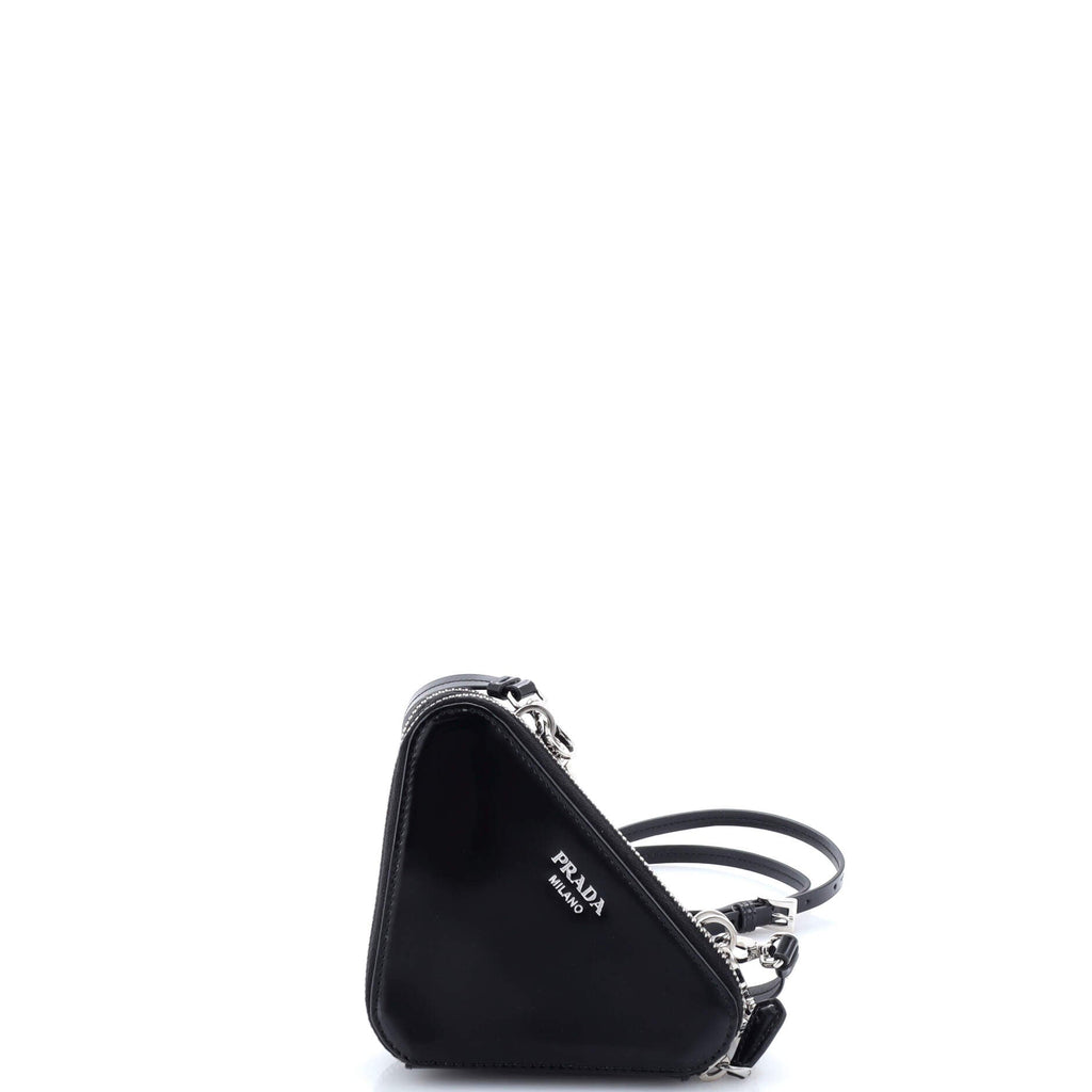 Triangle Double Pouch Crossbody Crystal Embellished Satin Mini