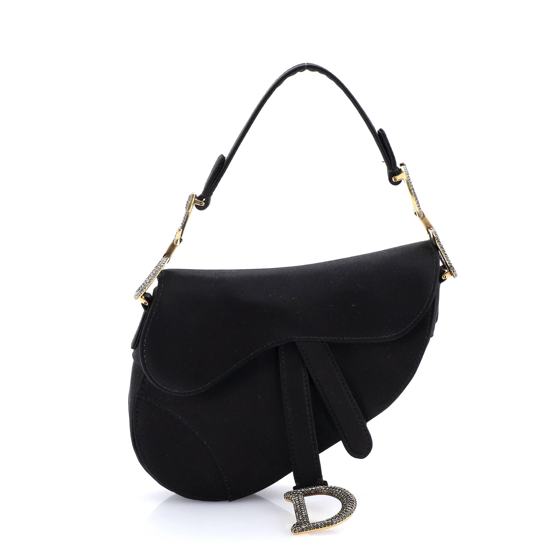 Saddle Handbag Satin with Crystals Mini