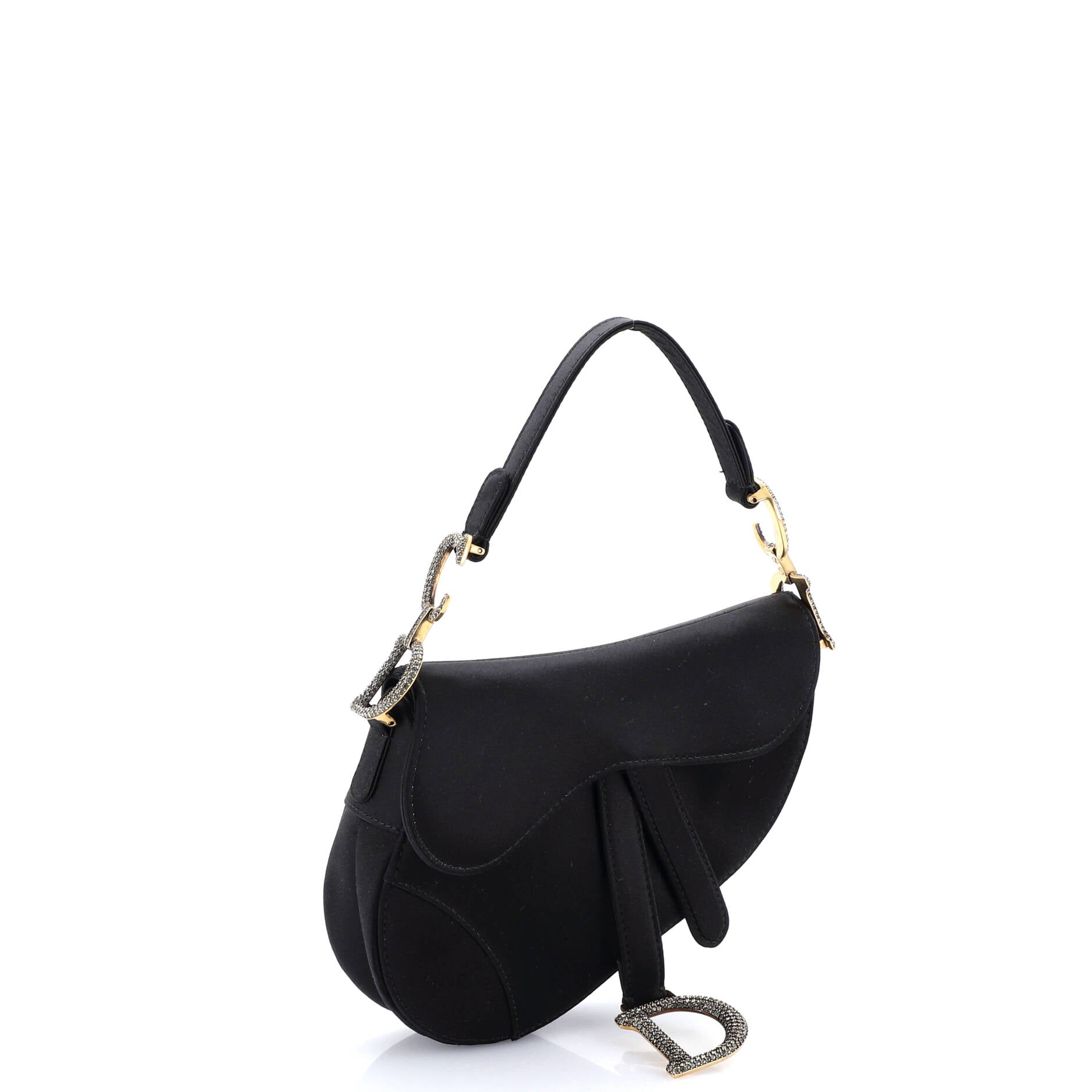 Saddle Handbag Satin with Crystals Mini