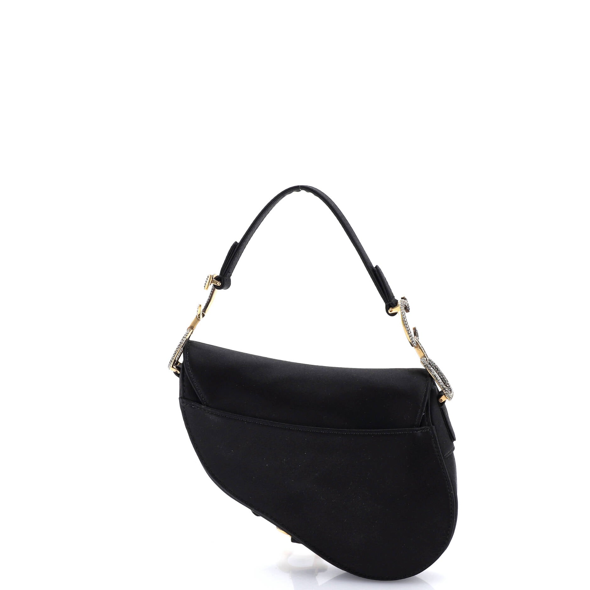 Saddle Handbag Satin with Crystals Mini