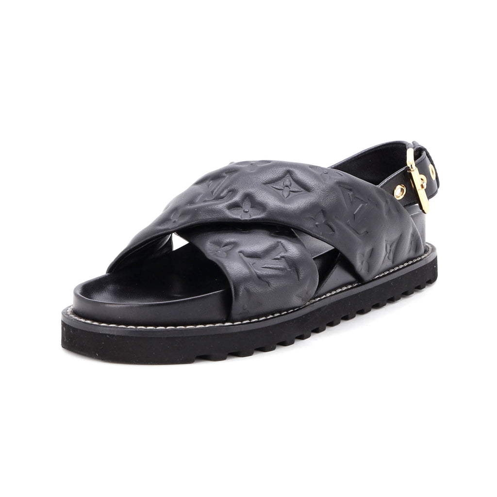 Women's Paseo Flat Comfort Sandal Monogram Embossed Lambskin