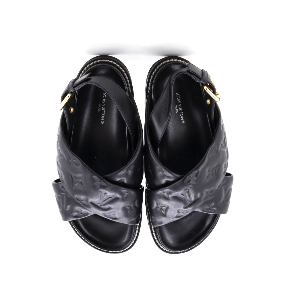 Women's Paseo Flat Comfort Sandal Monogram Embossed Lambskin