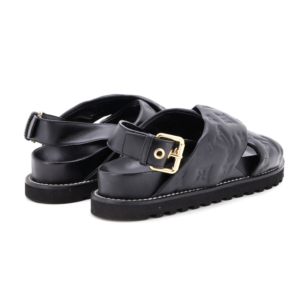Women's Paseo Flat Comfort Sandal Monogram Embossed Lambskin