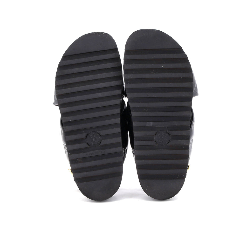 Women's Paseo Flat Comfort Sandal Monogram Embossed Lambskin