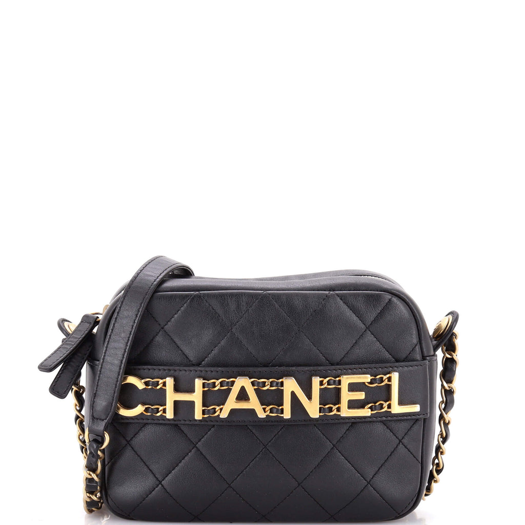 Logo Enchained Camera Case Quilted Calfskin