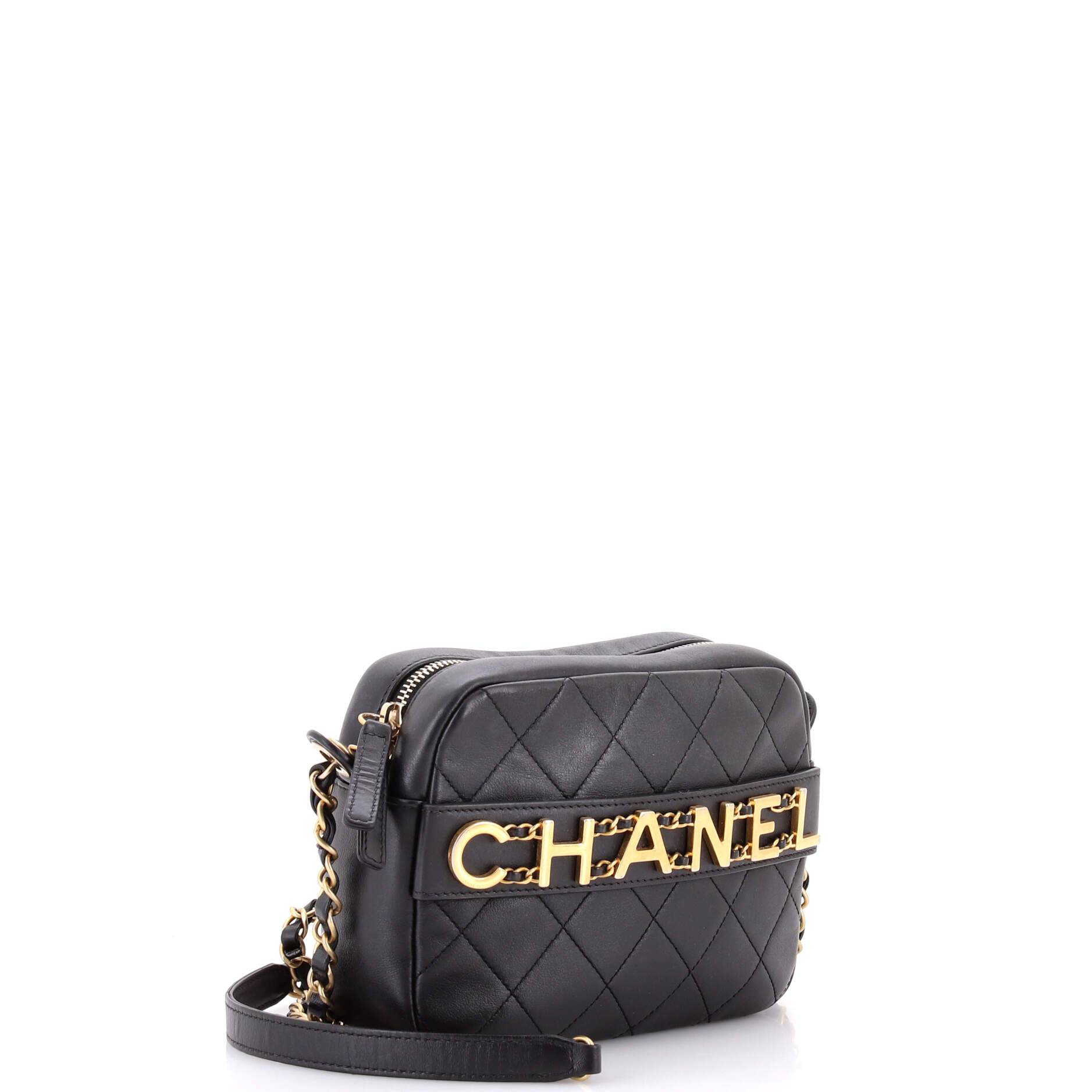Logo Enchained Camera Case Quilted Calfskin