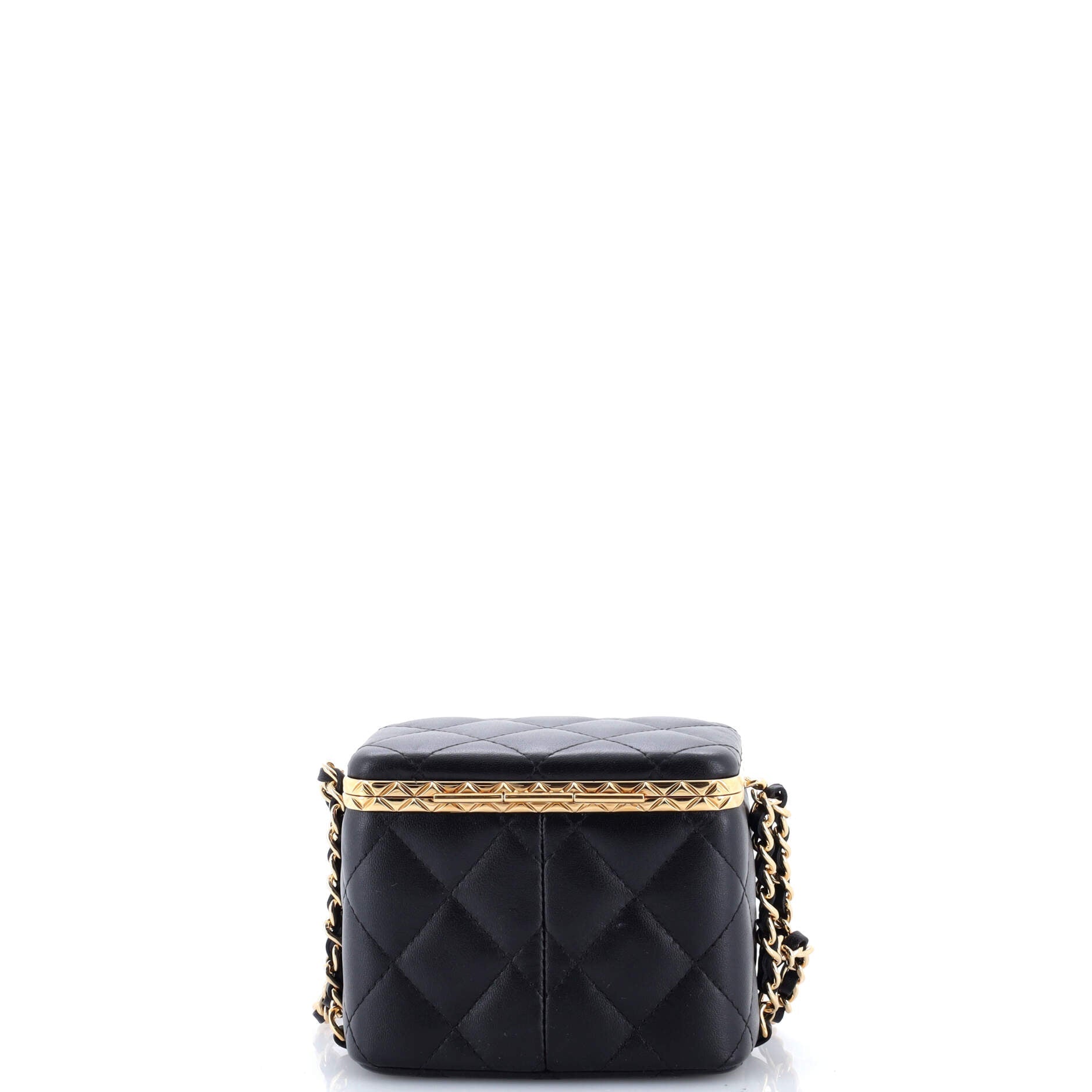 Lock Frame Vanity Case with Chain Quilted Lambskin Small