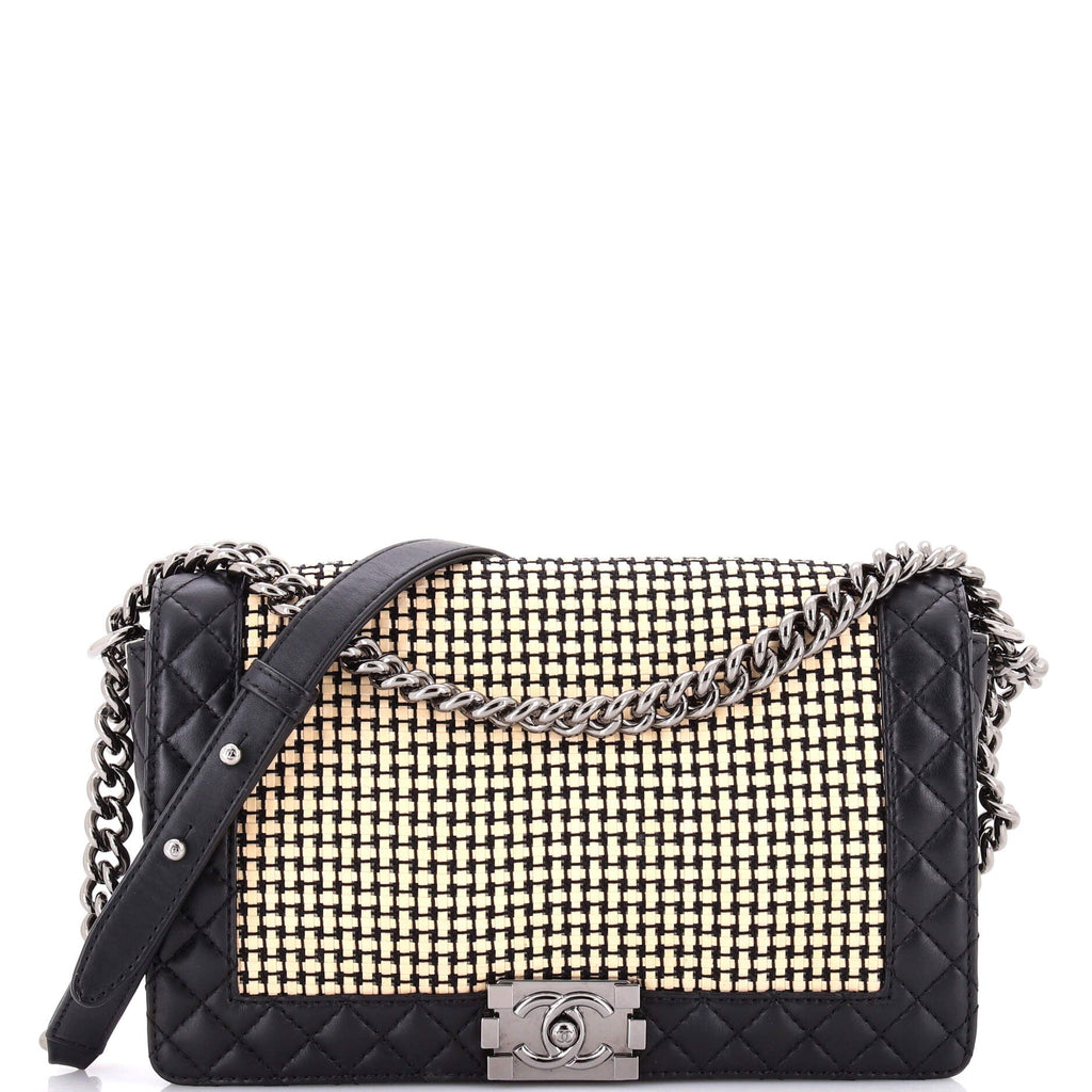 Reverso Boy Flap Bag Woven Calfskin Old Medium