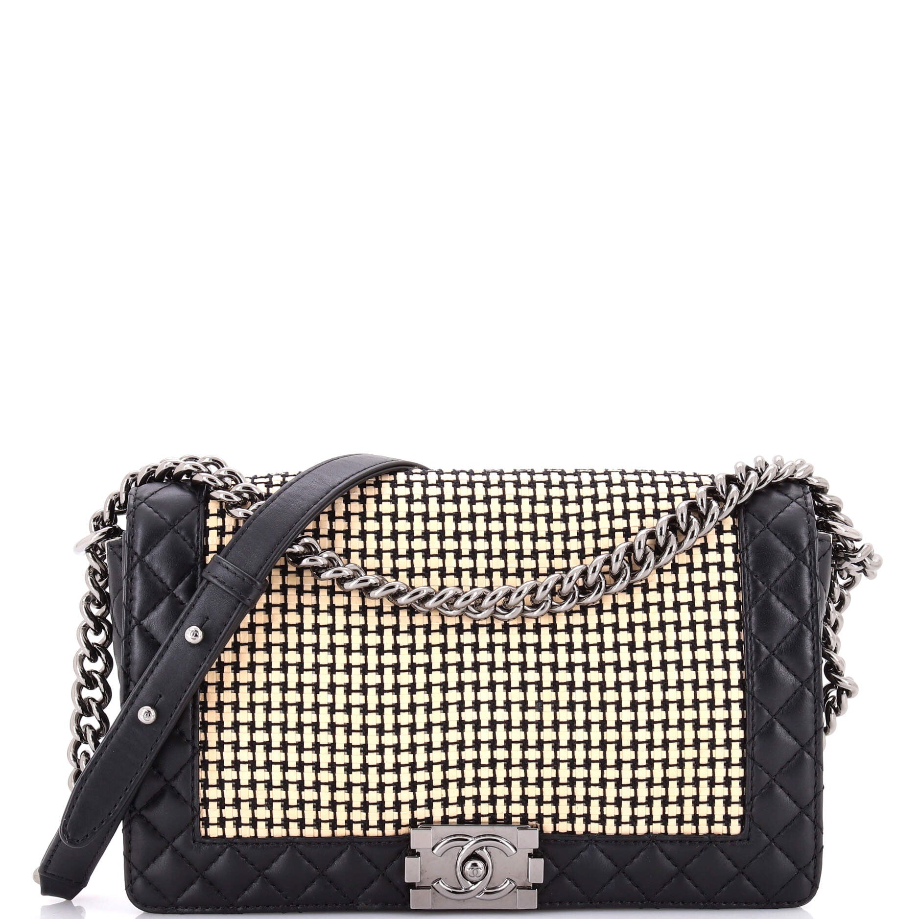 Reverso Boy Flap Bag Woven Calfskin Old Medium