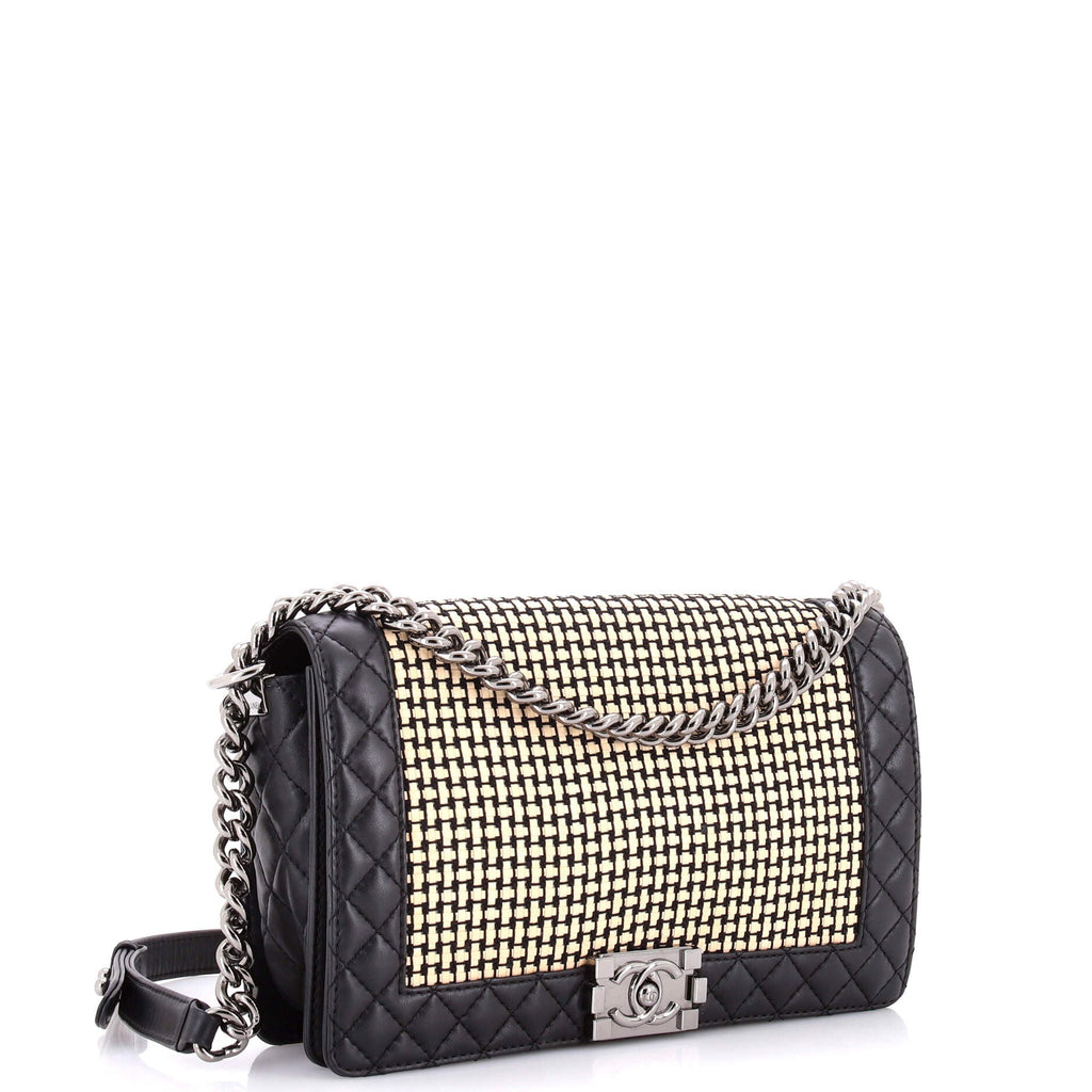 Reverso Boy Flap Bag Woven Calfskin Old Medium
