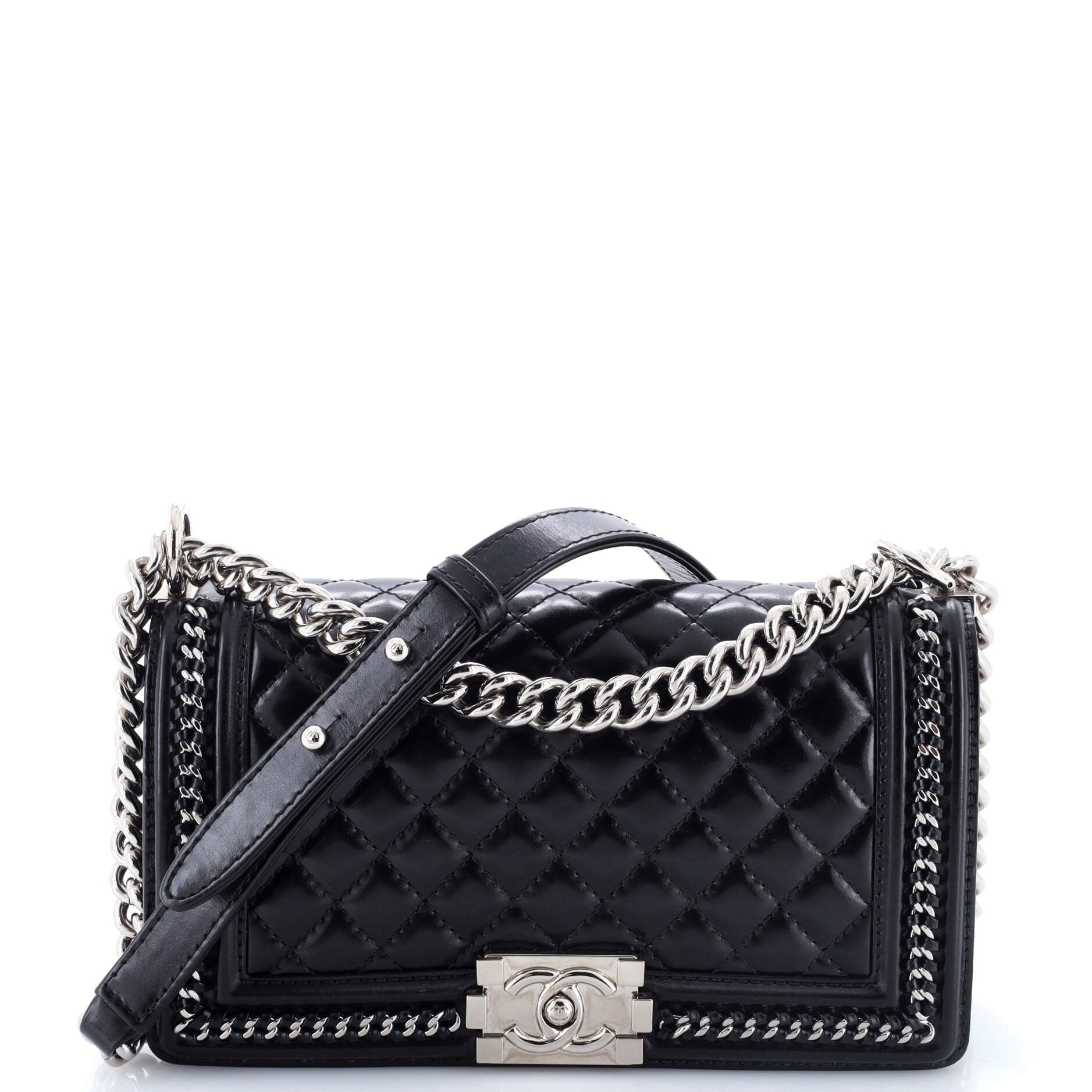 Chained Boy Flap Bag Quilted Glazed Calfskin Old Medium