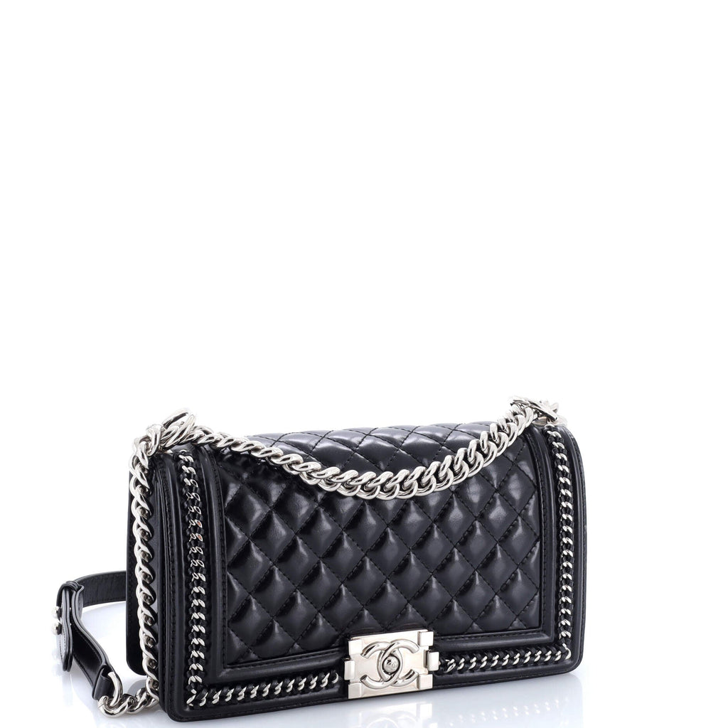 Chained Boy Flap Bag Quilted Glazed Calfskin Old Medium