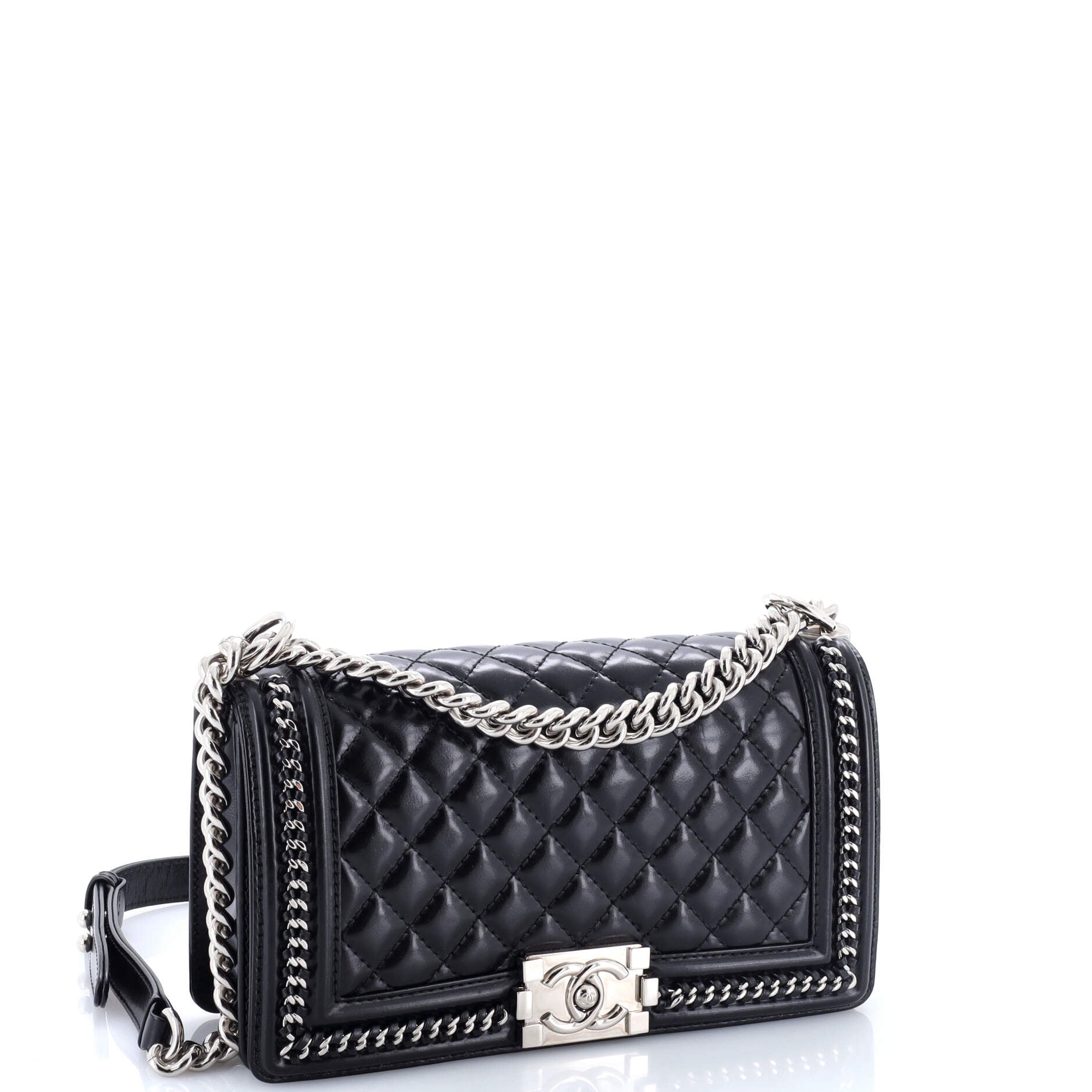 Chained Boy Flap Bag Quilted Glazed Calfskin Old Medium