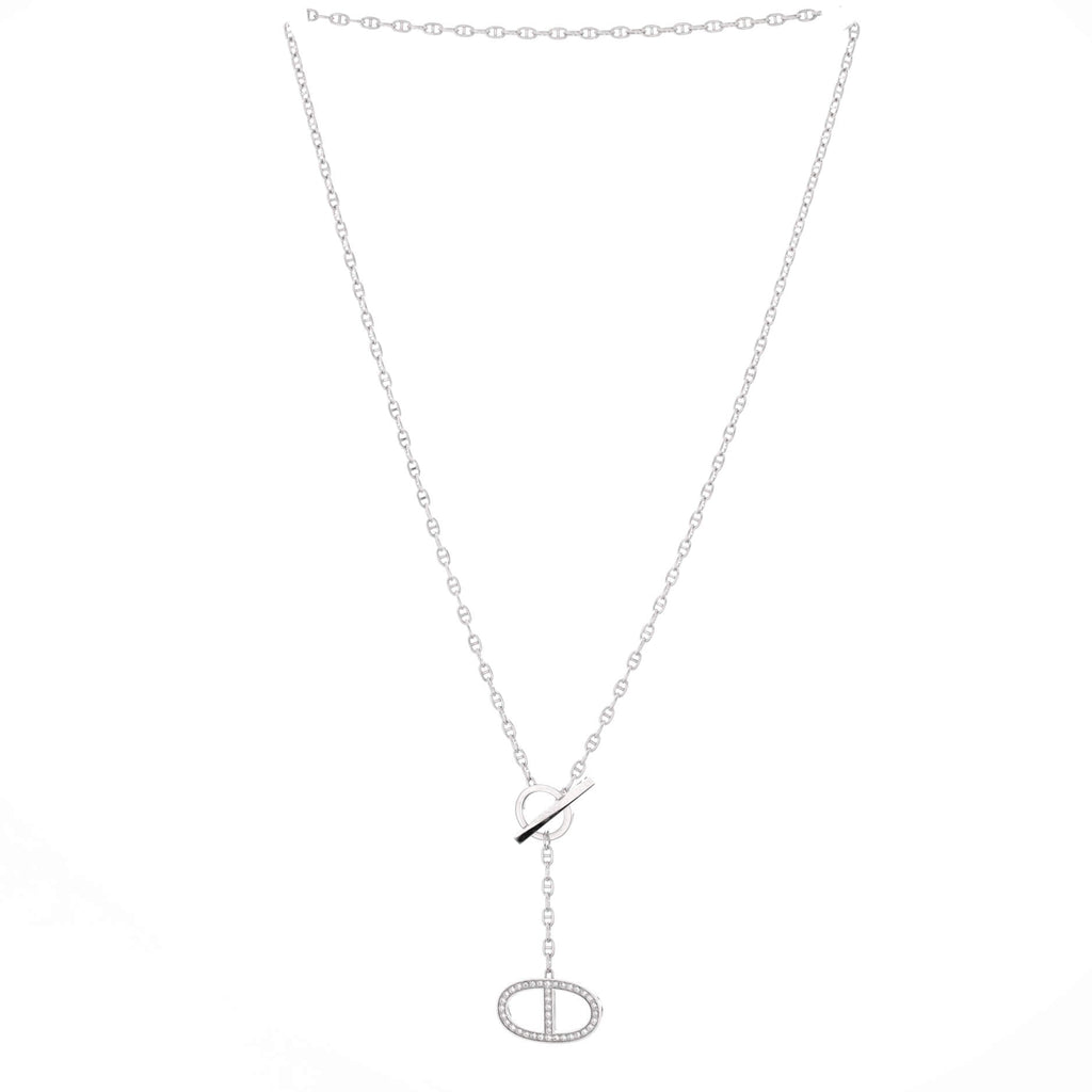 Chaine d'Ancre Contour Pendant Necklace 18K White Gold with Diamonds Large
