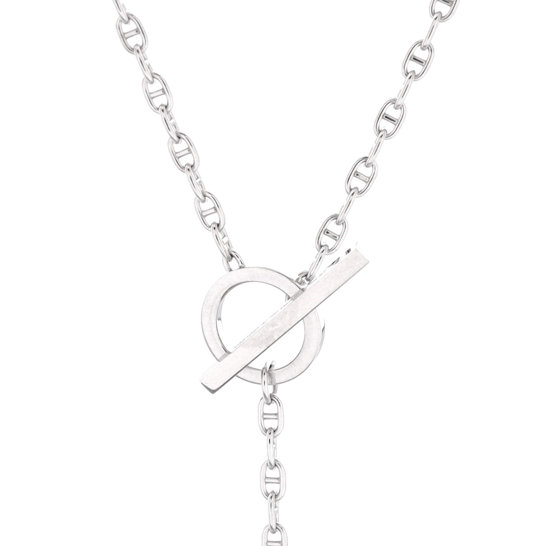 Chaine d'Ancre Contour Pendant Necklace 18K White Gold with Diamonds Large