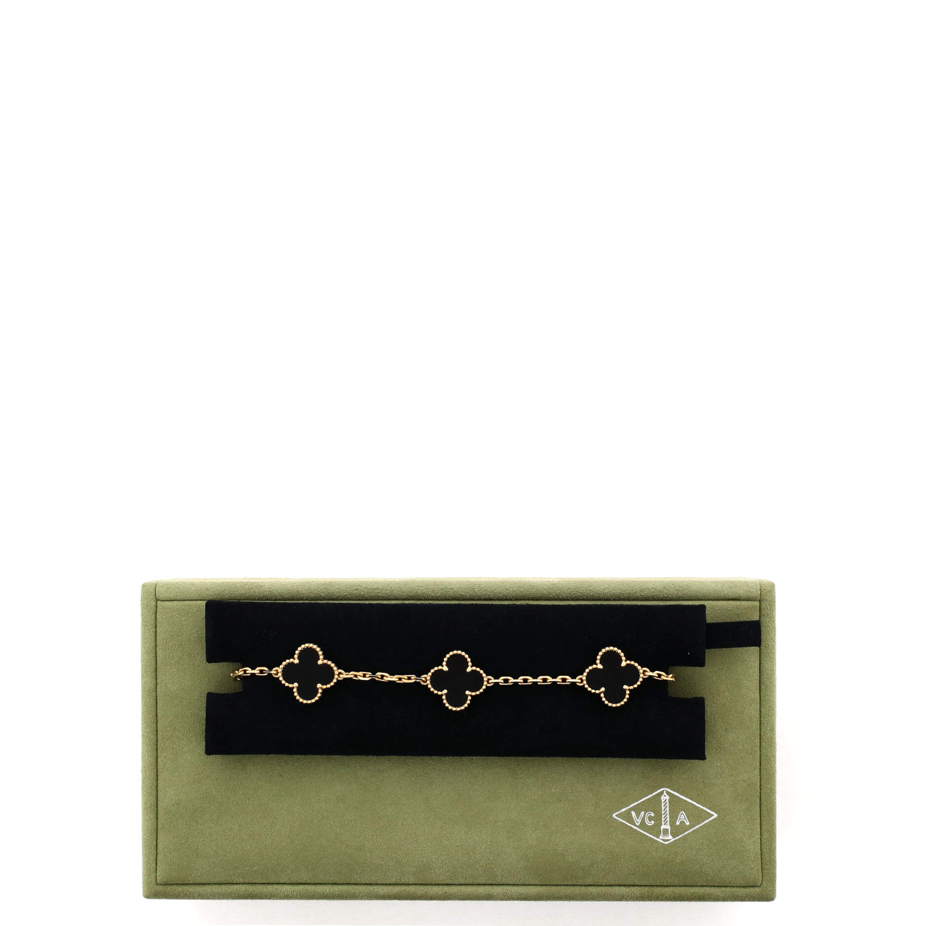 Vintage Alhambra 5 Motifs Bracelet 18K Yellow Gold and Onyx