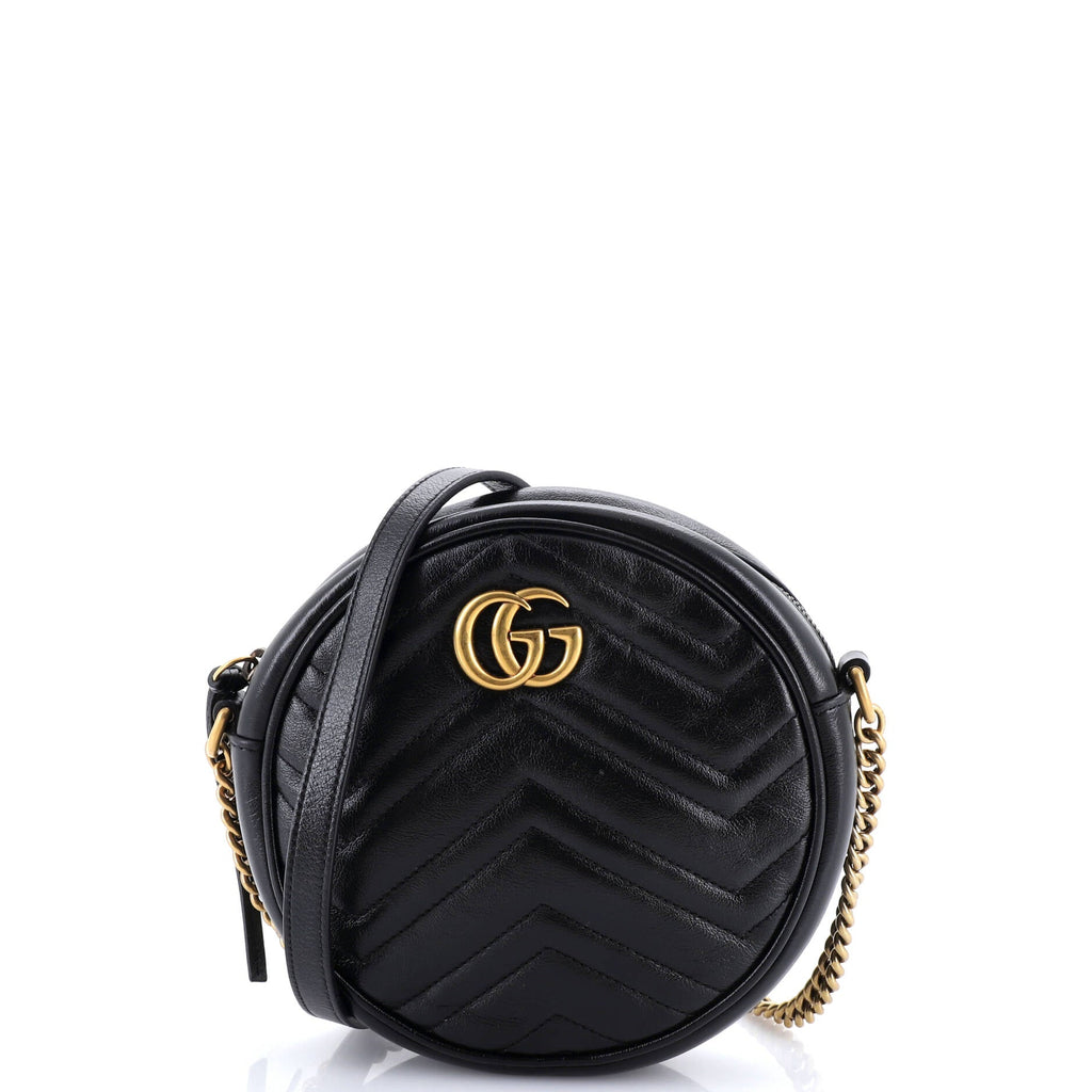GG Marmont Round Shoulder Bag Matelasse Leather Mini