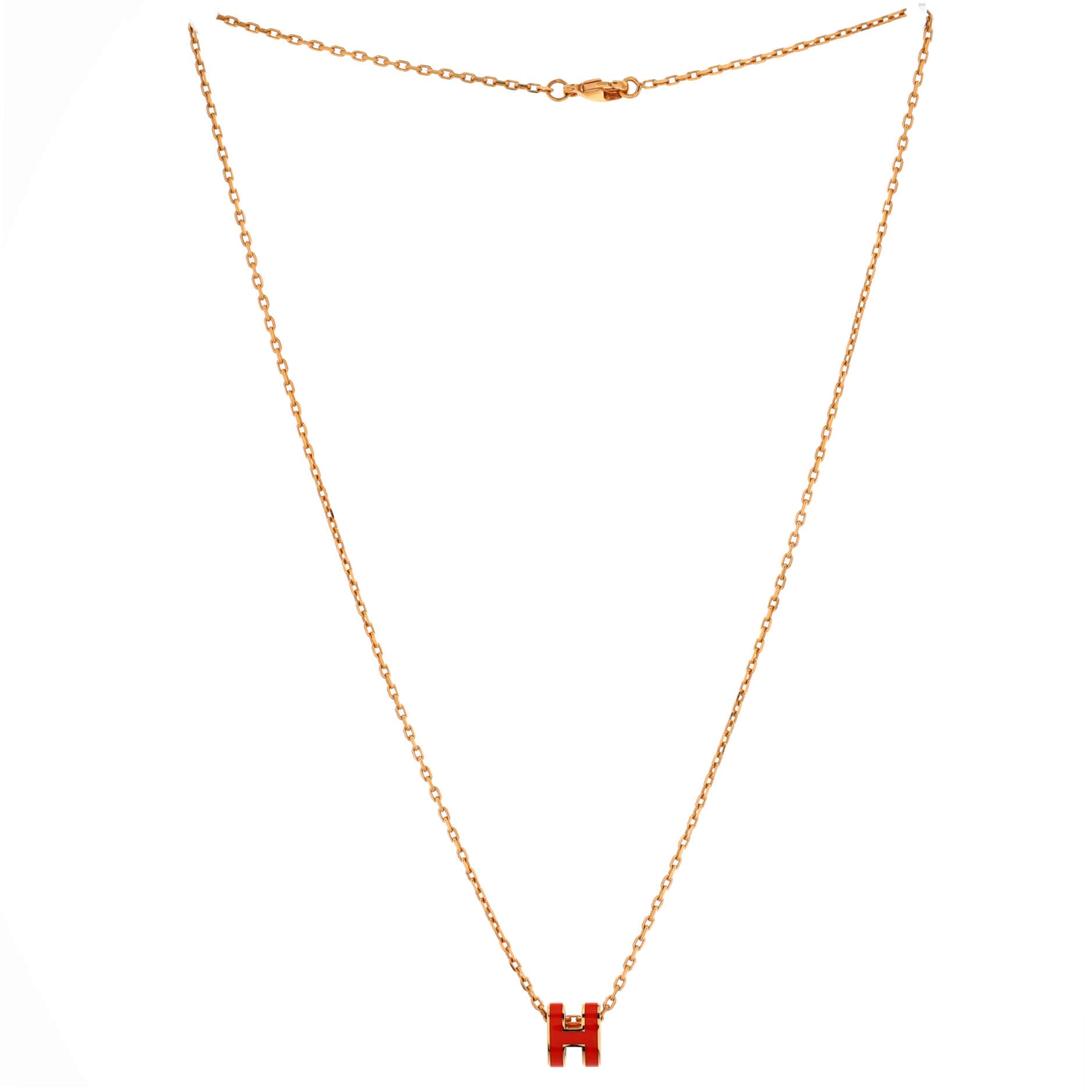 Pop H Pendant Chain Necklace Metal and Enamel Mini