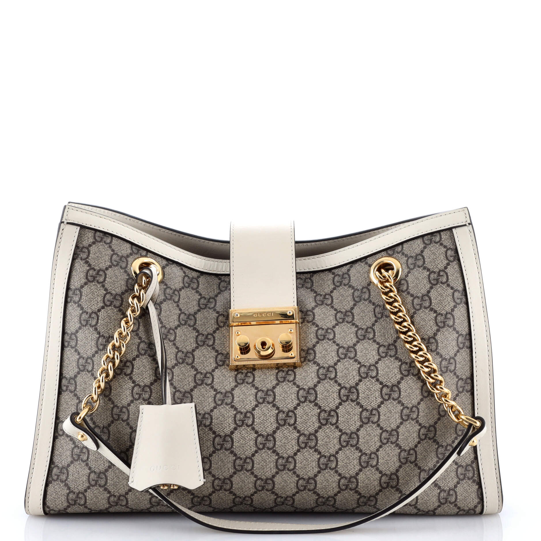 Padlock Chain Tote GG Coated Canvas with Leather Medium