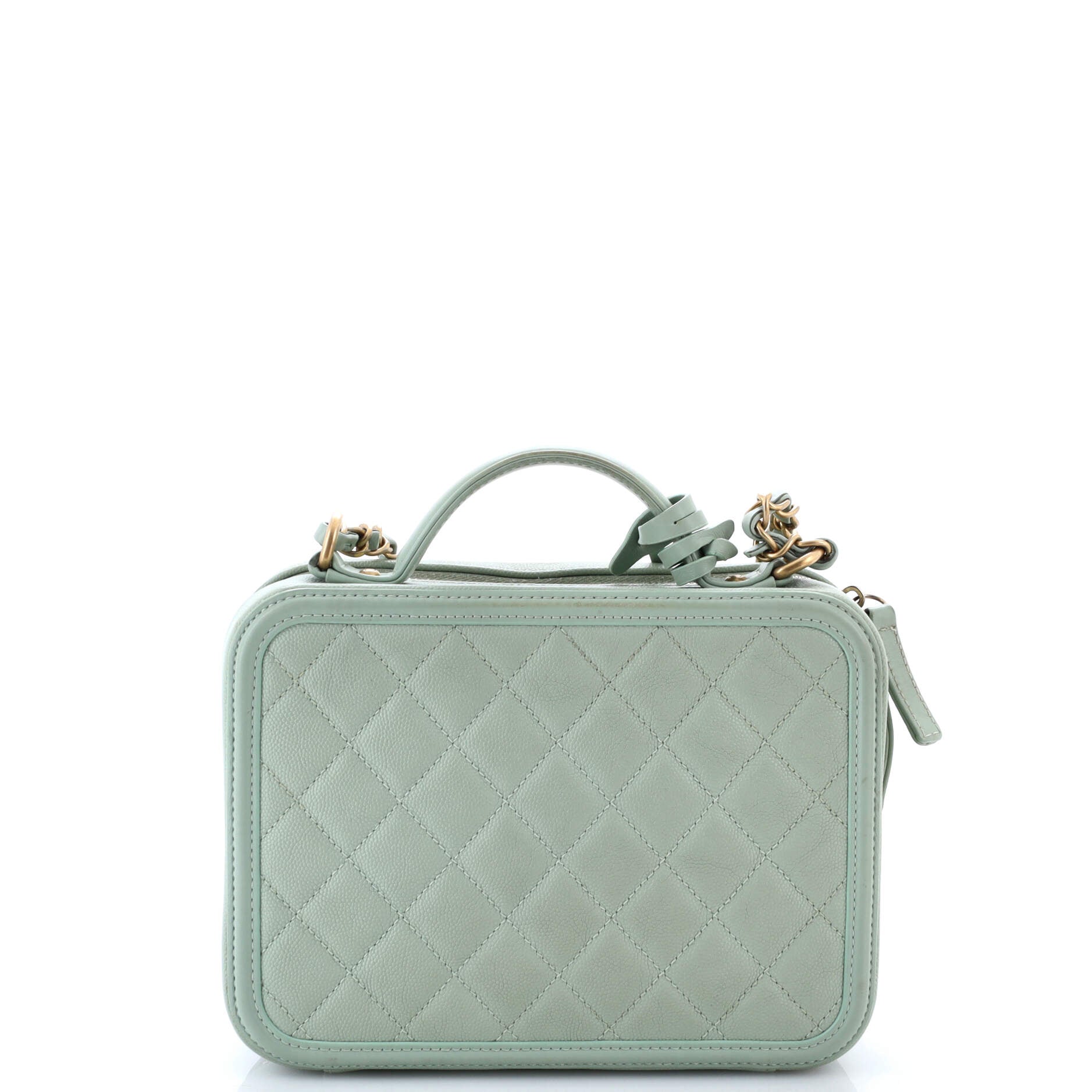 Filigree Vanity Case Quilted Caviar Medium