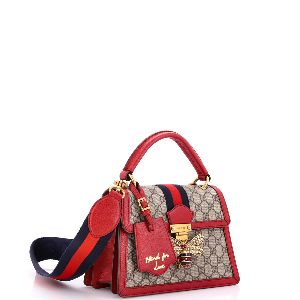 Queen Margaret Top Handle Bag GG Coated Canvas with Leather Small