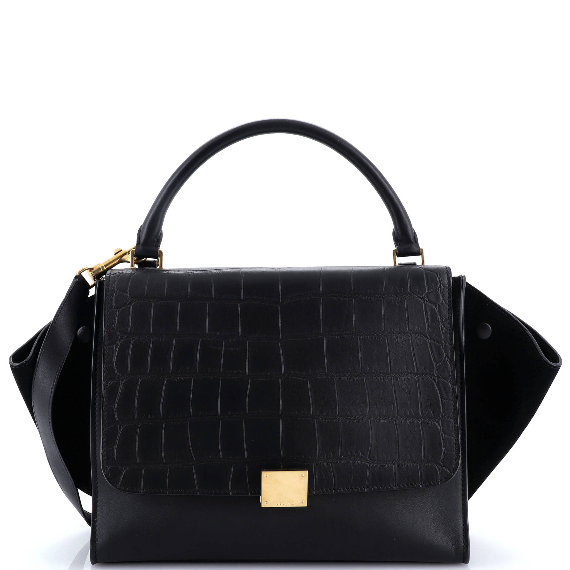 Trapeze Bag Crocodile Embossed Leather Medium