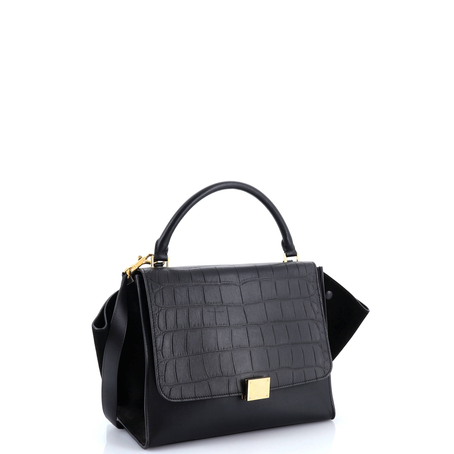 Trapeze Bag Crocodile Embossed Leather Medium