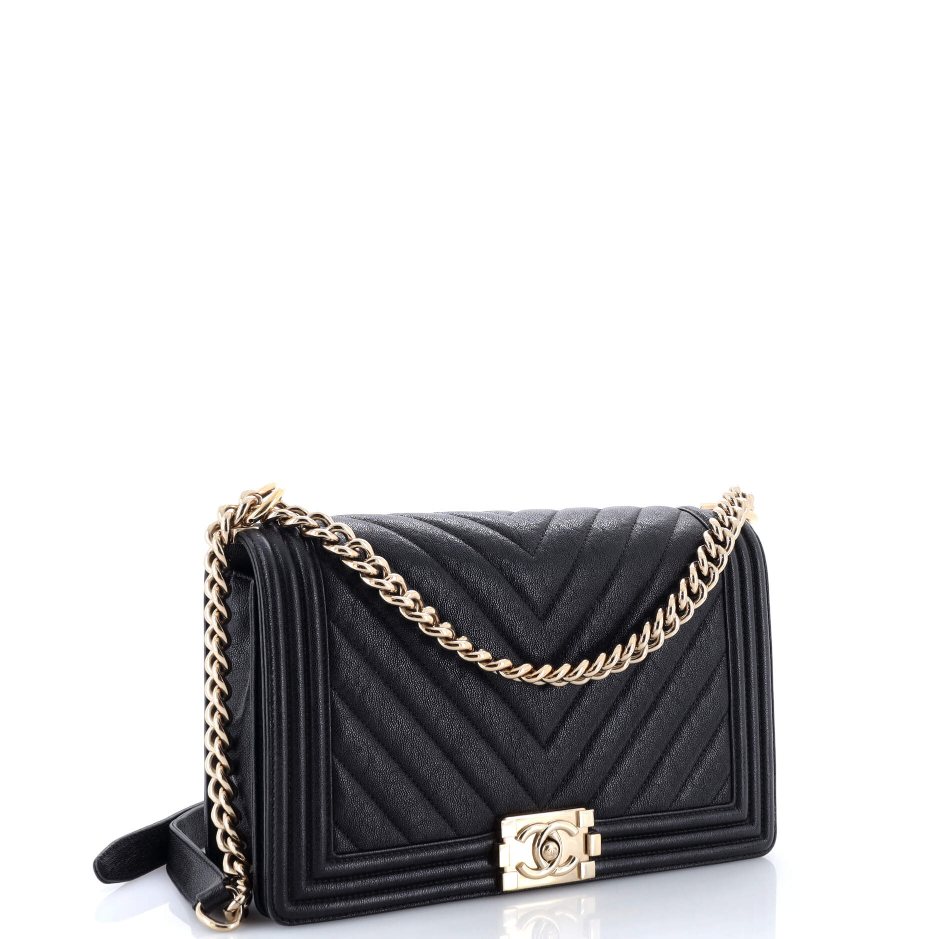 Boy Flap Bag Chevron Caviar New Medium