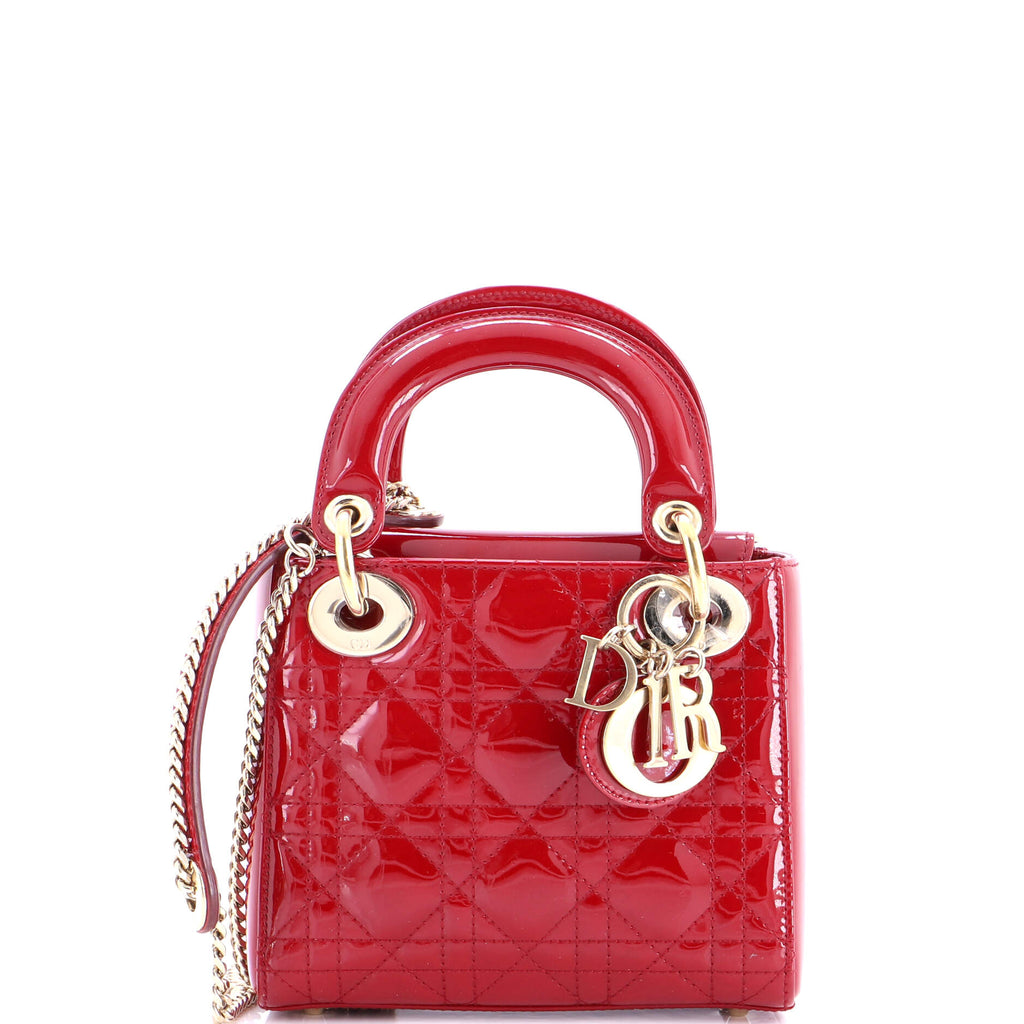 Lady Dior Chain Bag Cannage Quilt Patent Mini