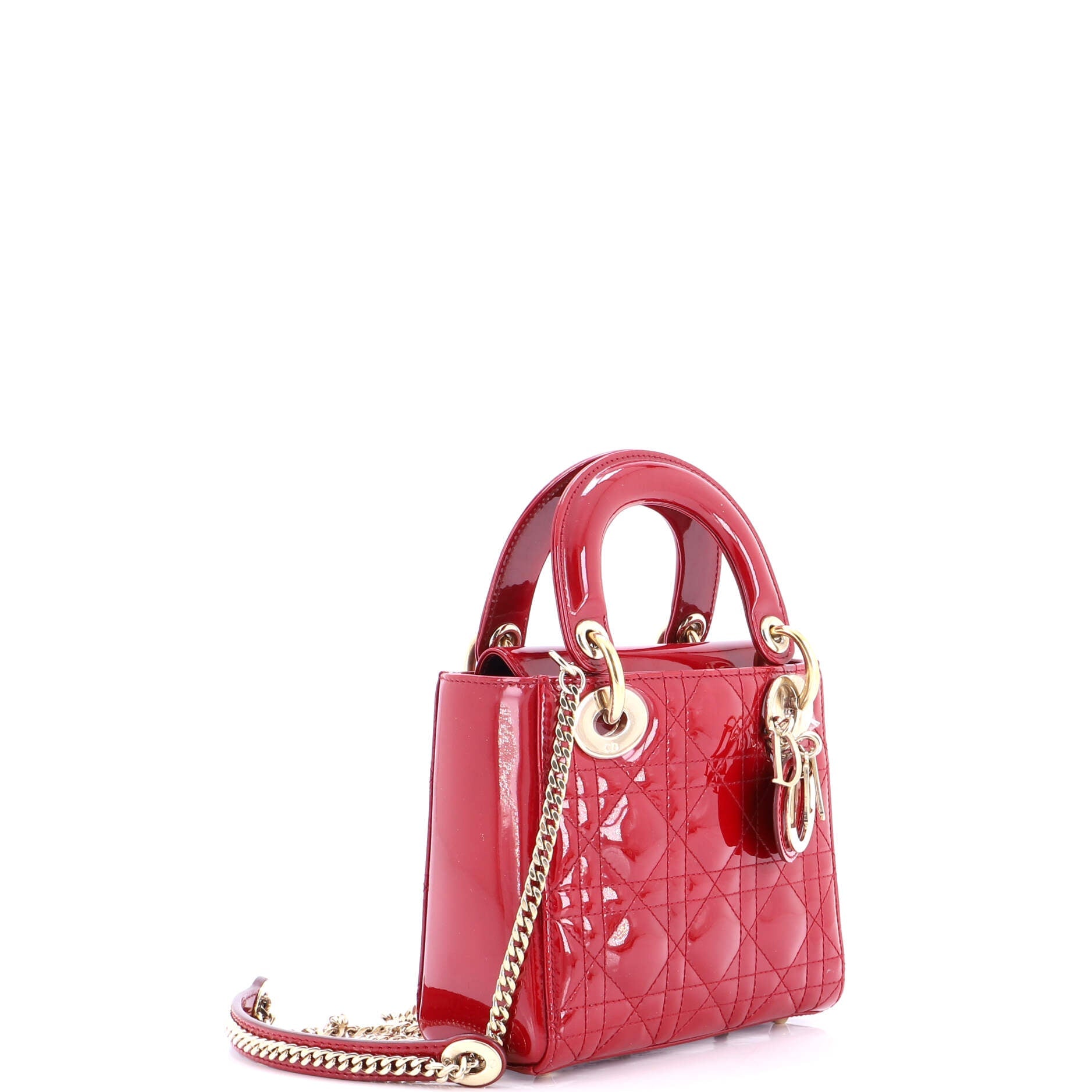 Lady Dior Chain Bag Cannage Quilt Patent Mini