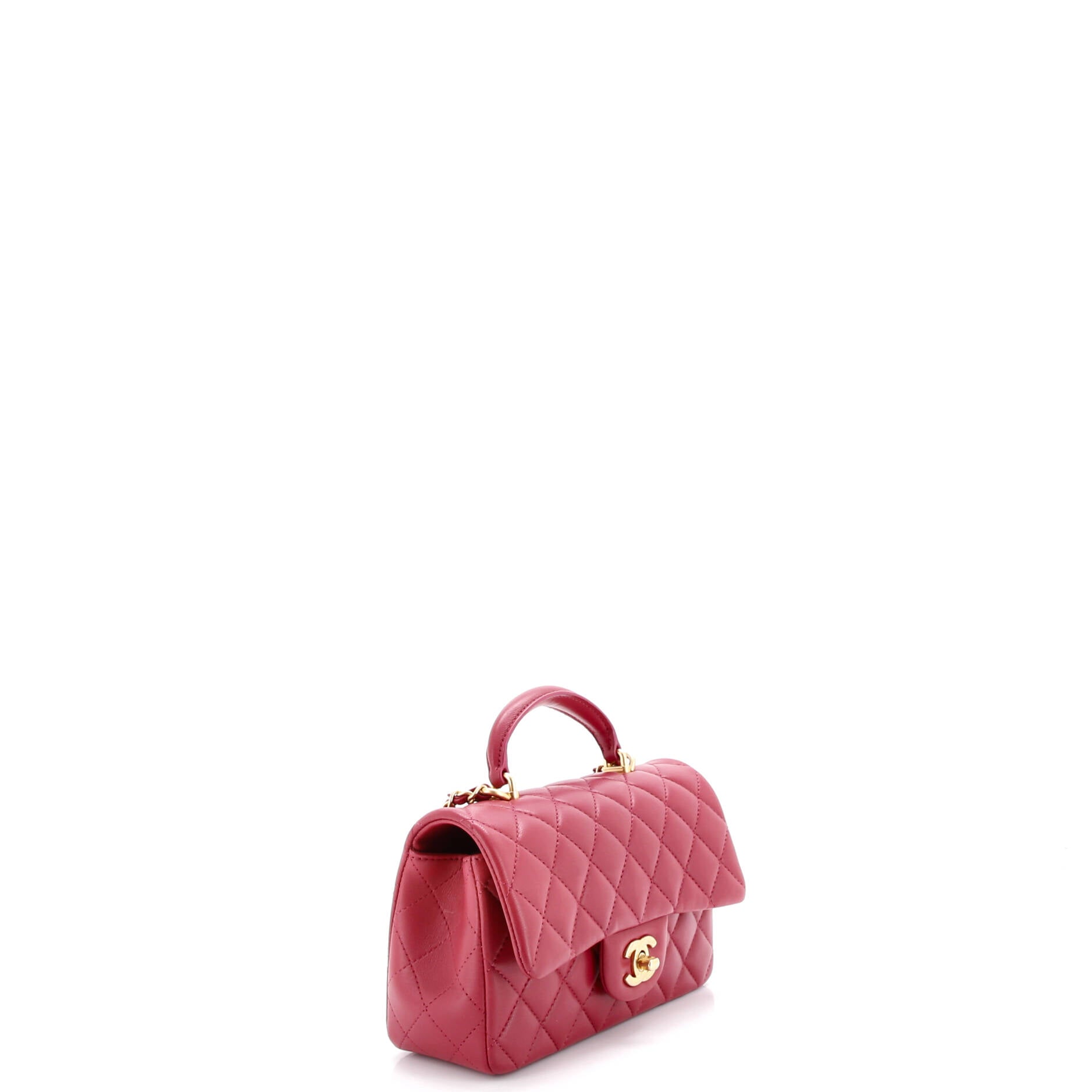 Classic Single Flap Top Handle Bag Quilted Lambskin Mini