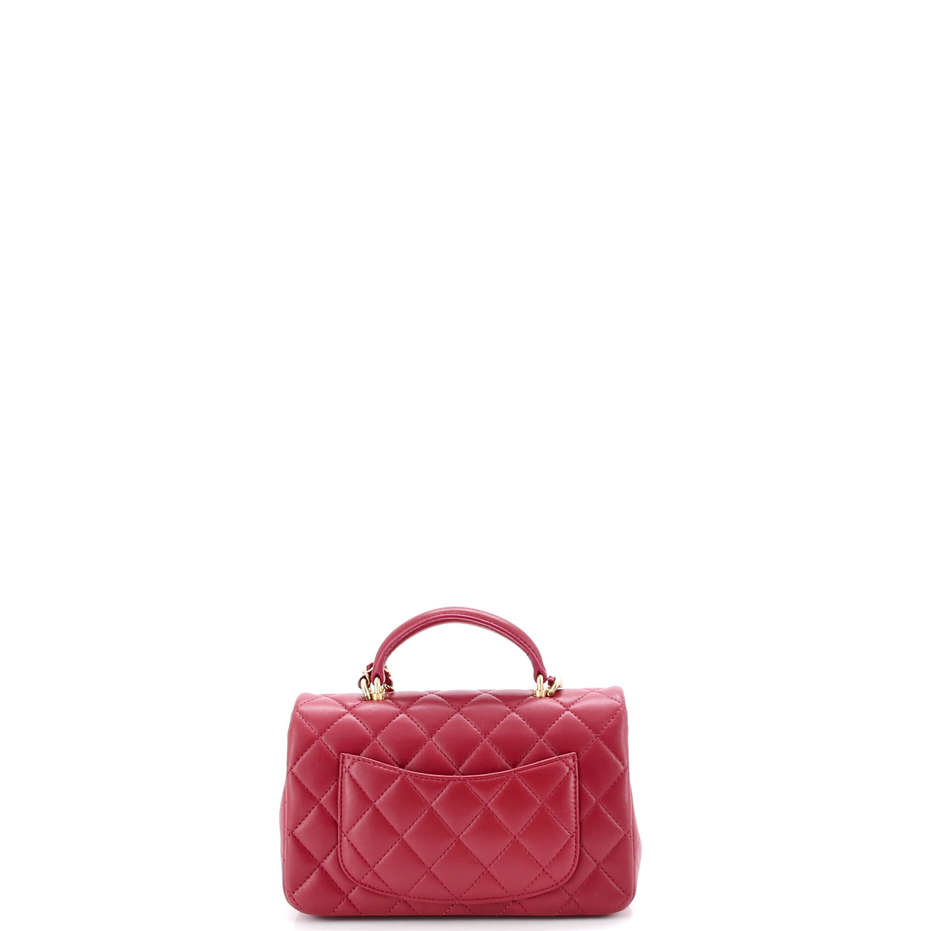 Classic Single Flap Top Handle Bag Quilted Lambskin Mini