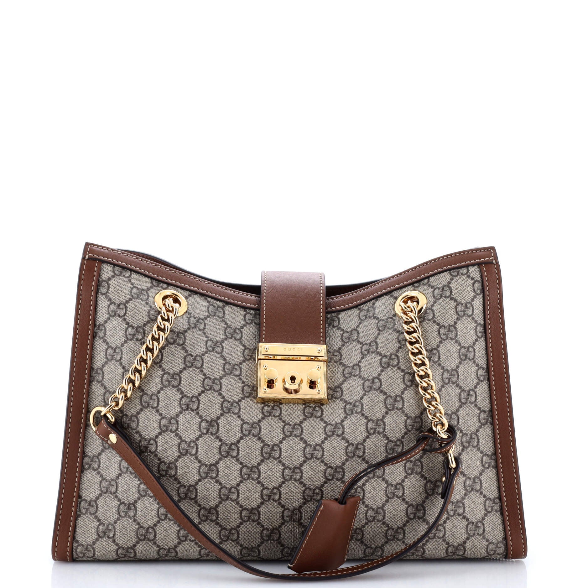 Padlock Chain Tote GG Coated Canvas with Leather Medium