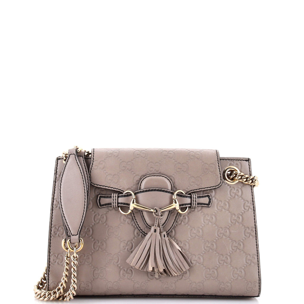 Emily Chain Flap Shoulder Bag Guccissima Leather Small