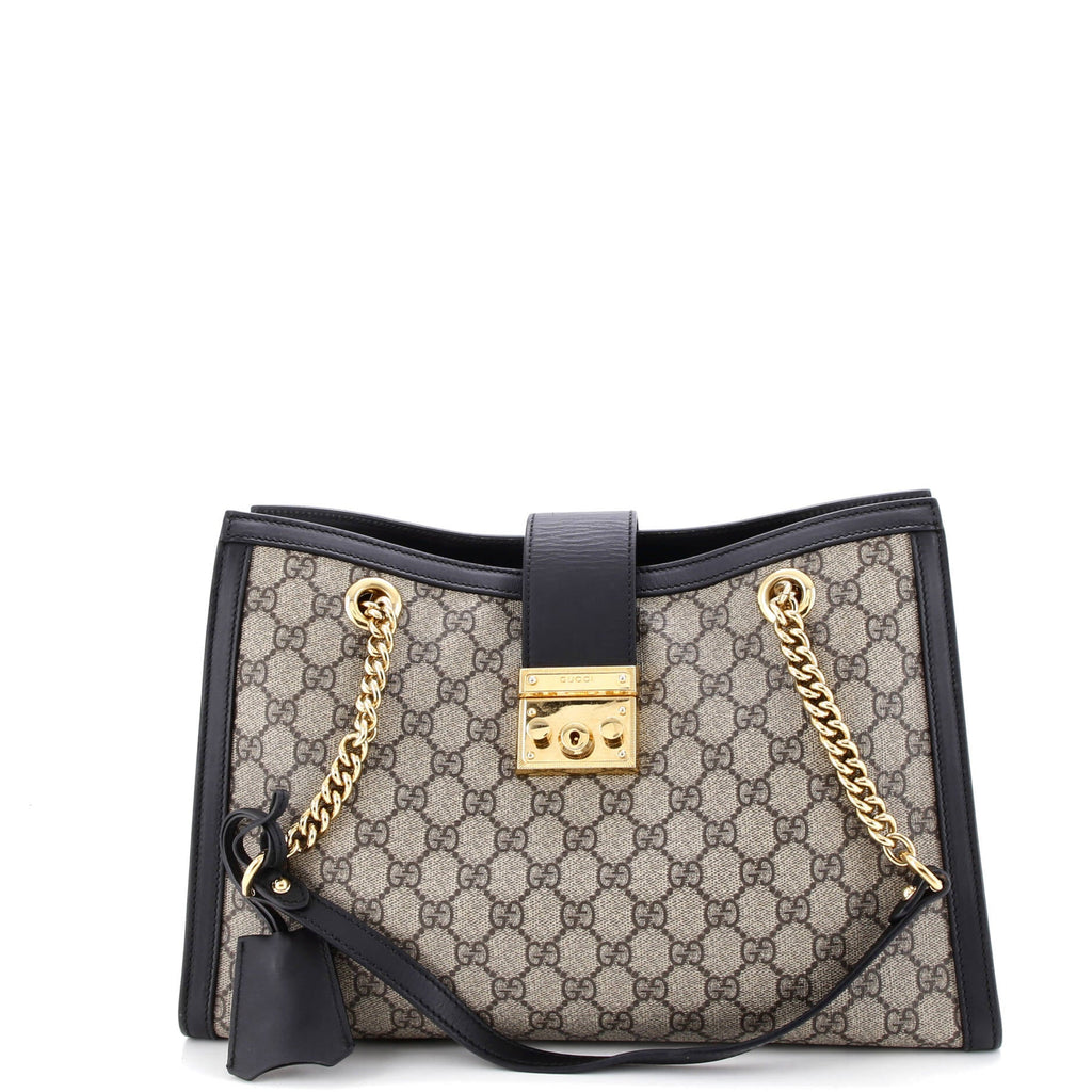 Padlock Chain Tote GG Coated Canvas with Leather Medium