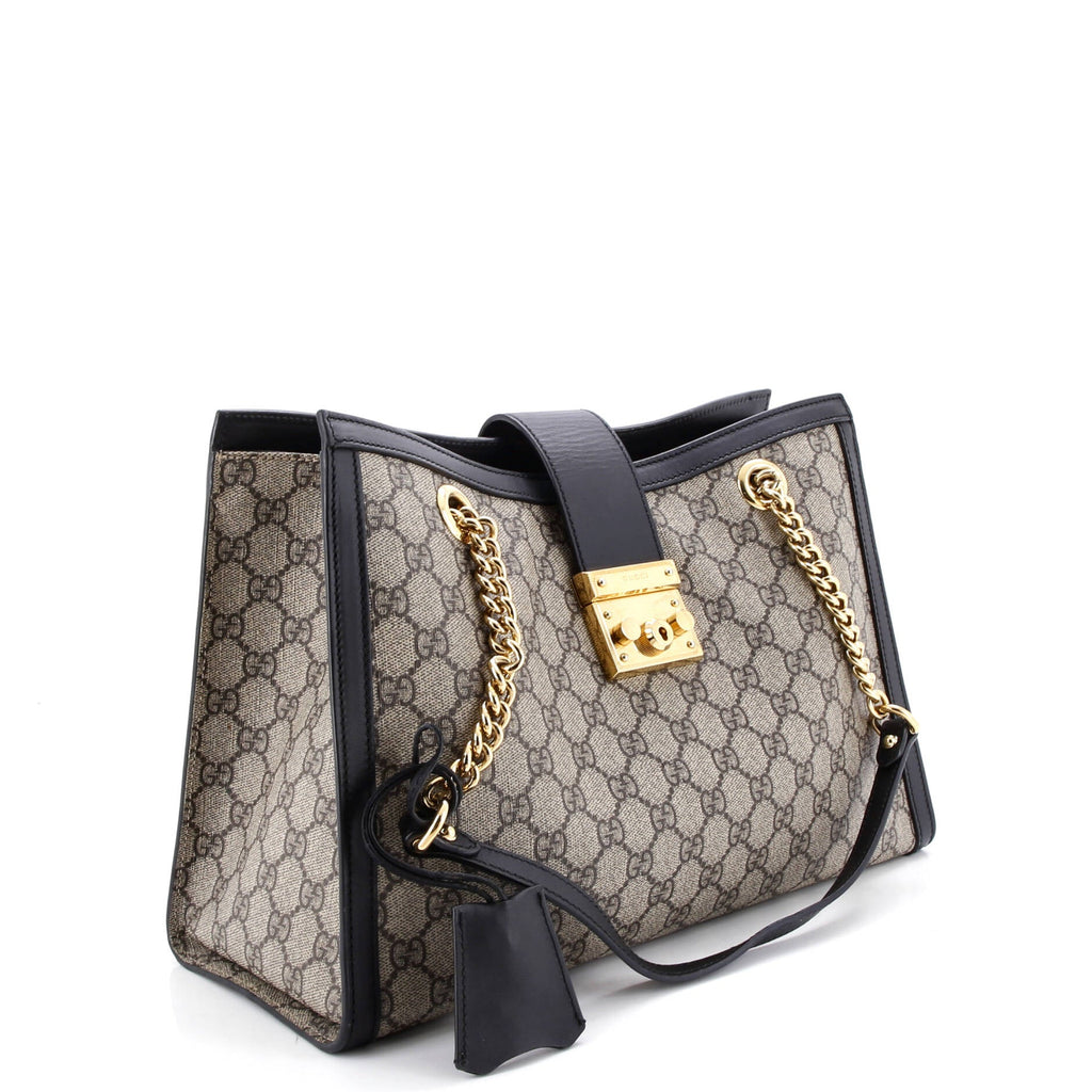Padlock Chain Tote GG Coated Canvas with Leather Medium