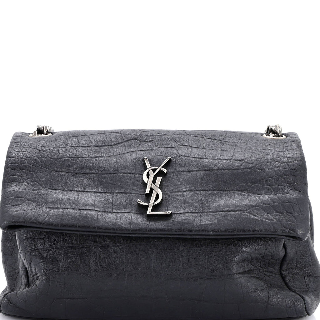 West Hollywood Shoulder Bag Crocodile Embossed Leather Medium