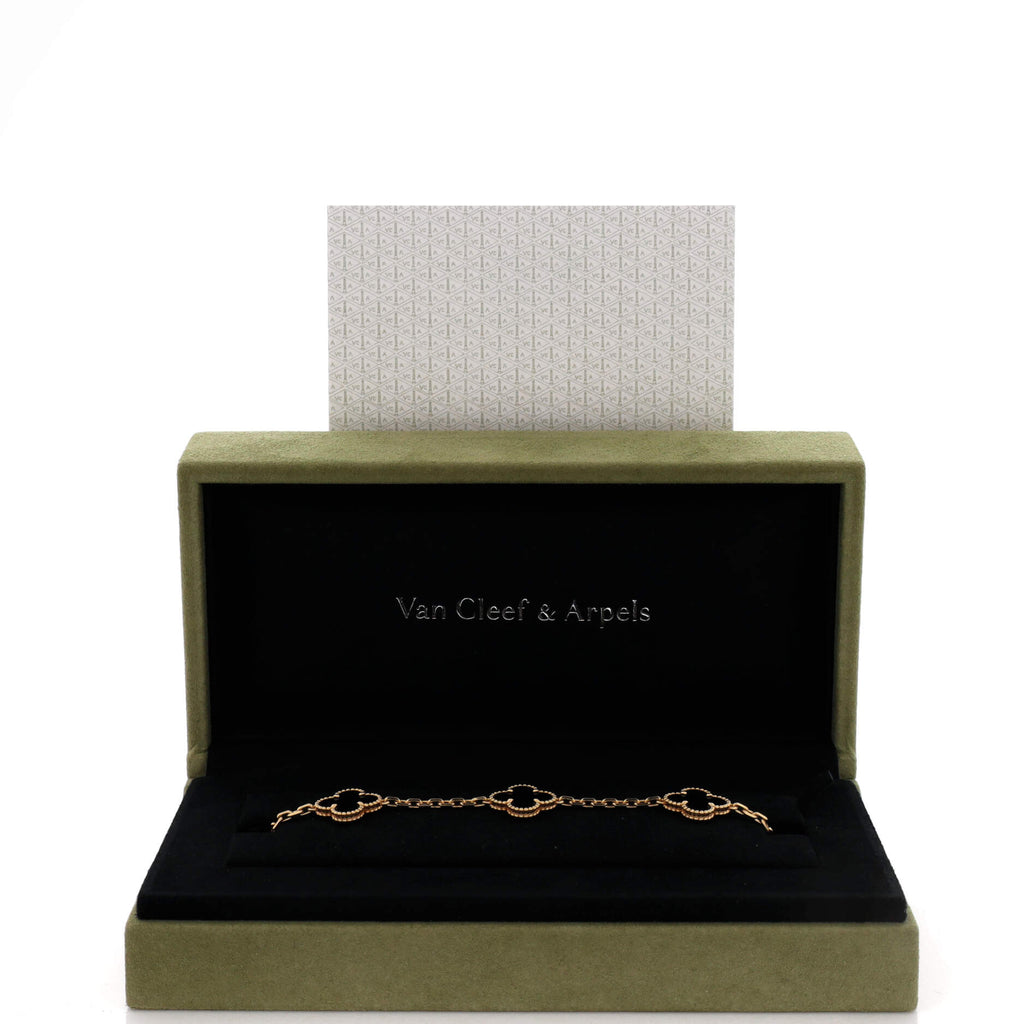 Vintage Alhambra 5 Motifs Bracelet 18K Yellow Gold and Onyx